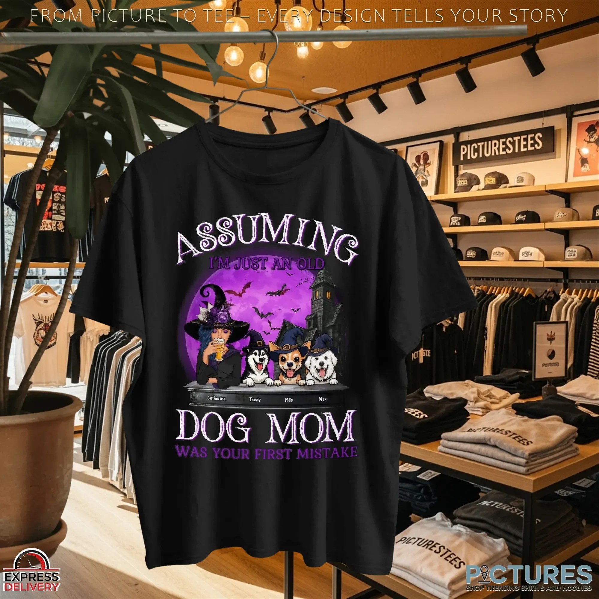 Assuming I'm Just An Old Dog Mom Husky Halloween Customized Name T Shirt