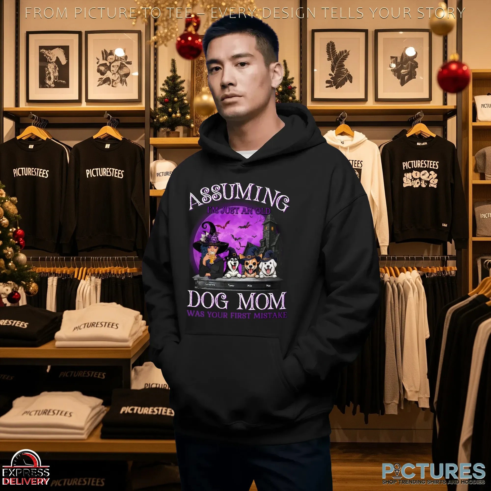 Assuming I'm Just An Old Dog Mom Husky Halloween Customized Name T Shirt