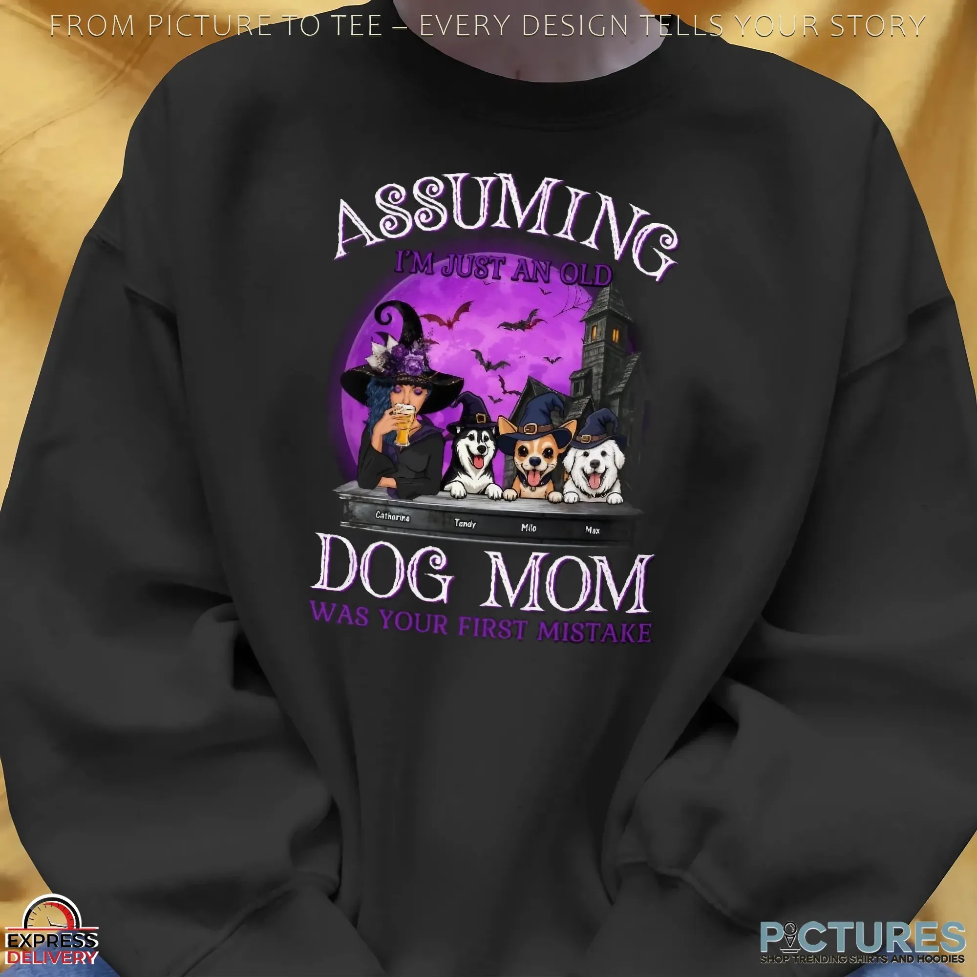 Assuming I'm Just An Old Dog Mom Husky Halloween Customized Name T Shirt