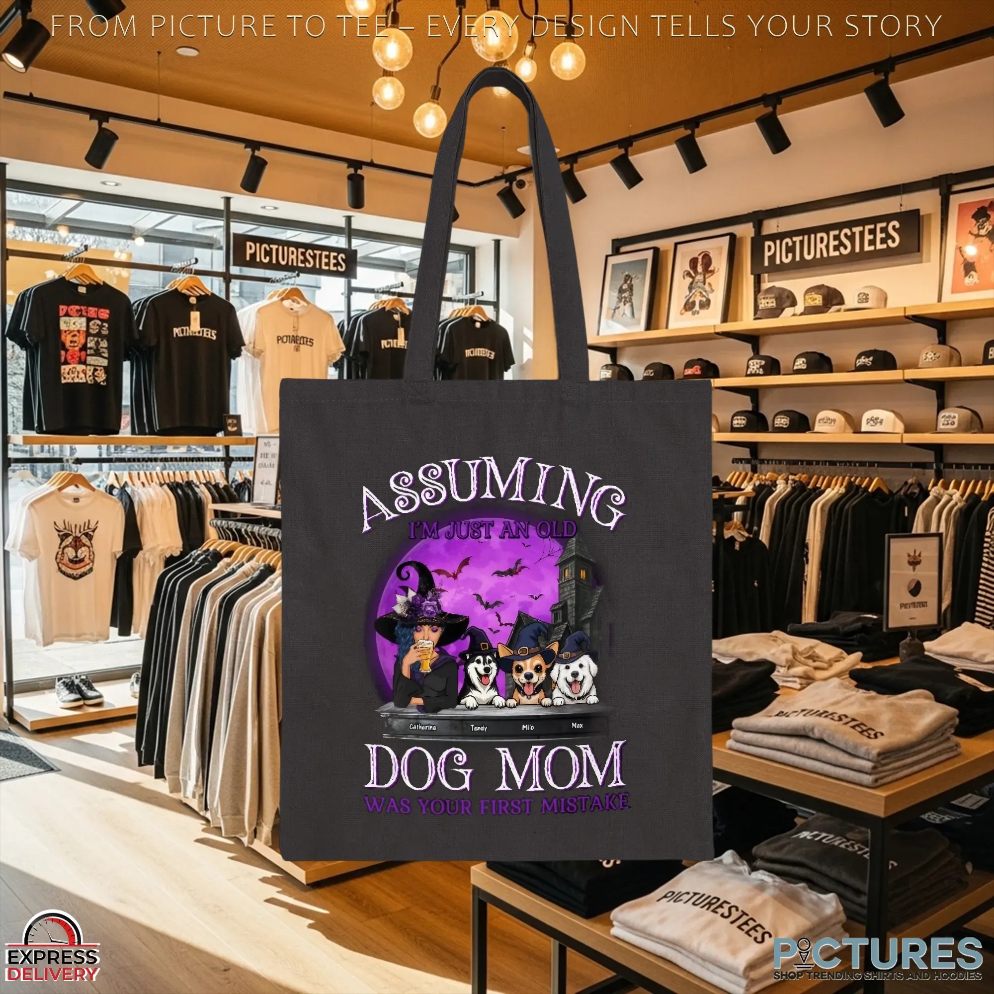 Assuming I'm Just An Old Dog Mom Husky Halloween Customized Name T Shirt