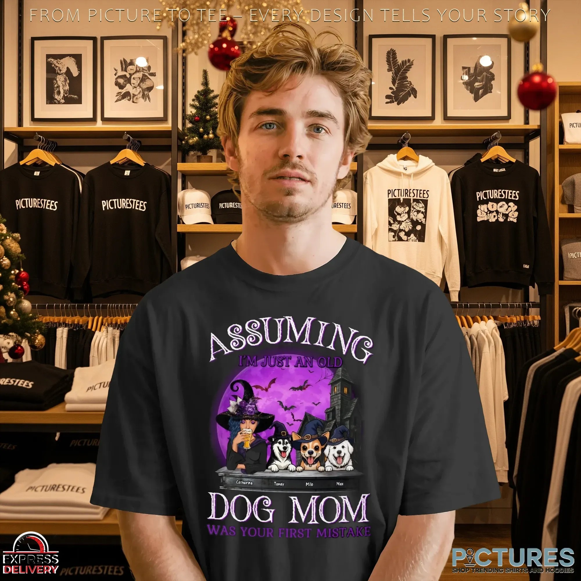 Assuming I'm Just An Old Dog Mom Husky Halloween Customized Name T Shirt