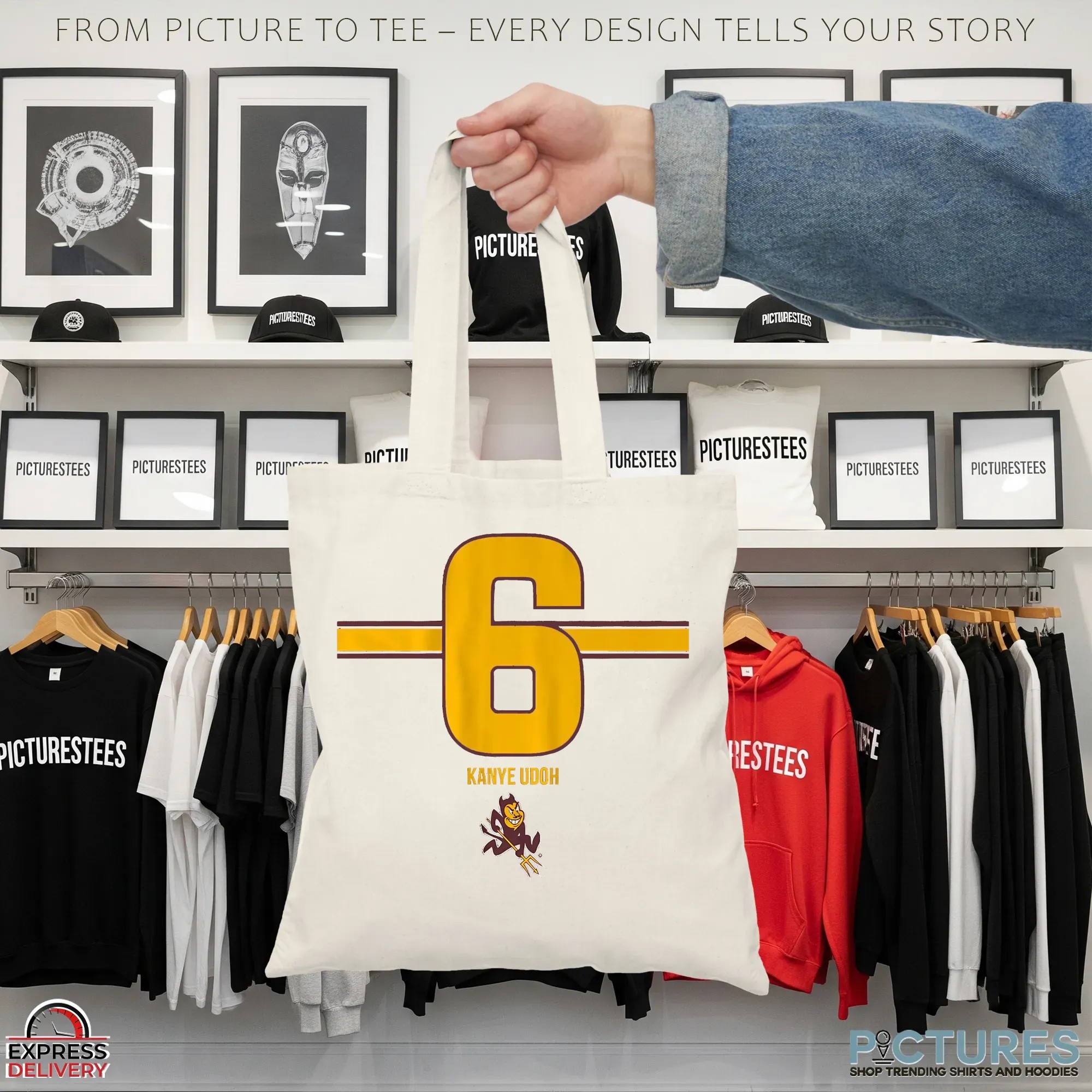 Asu Football Kanye Udoh 6 Stripe T Shirt Asu Football Kanye Udoh 6 Stripe T Shirt