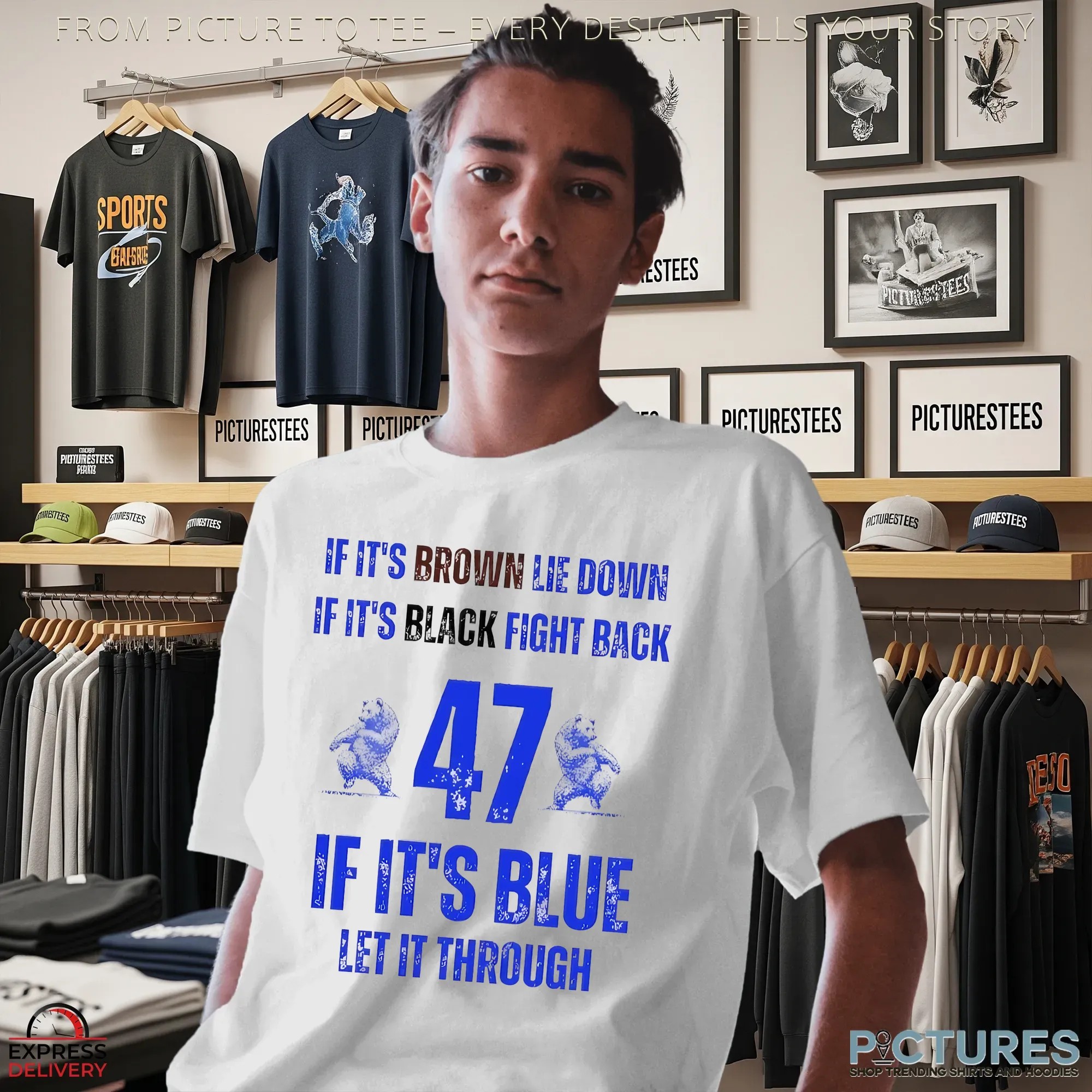 BYU Cougars Football If It’s Brown Lie Down If It’s Black Fight Back 47 If It’s Blue Let It Through T Shirt