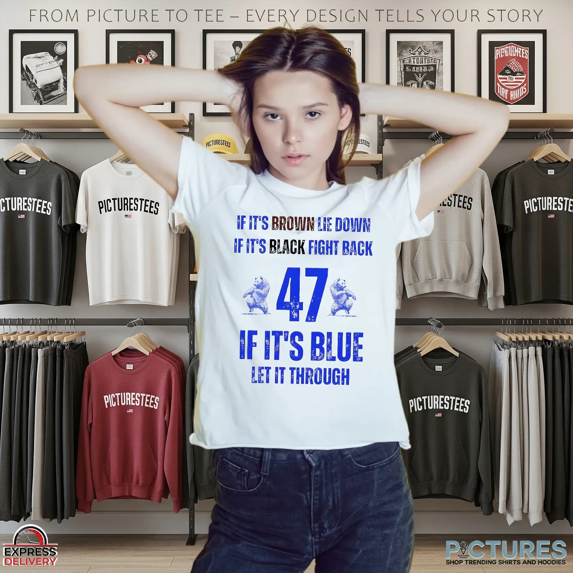 BYU Cougars Football If It’s Brown Lie Down If It’s Black Fight Back 47 If It’s Blue Let It Through T Shirt