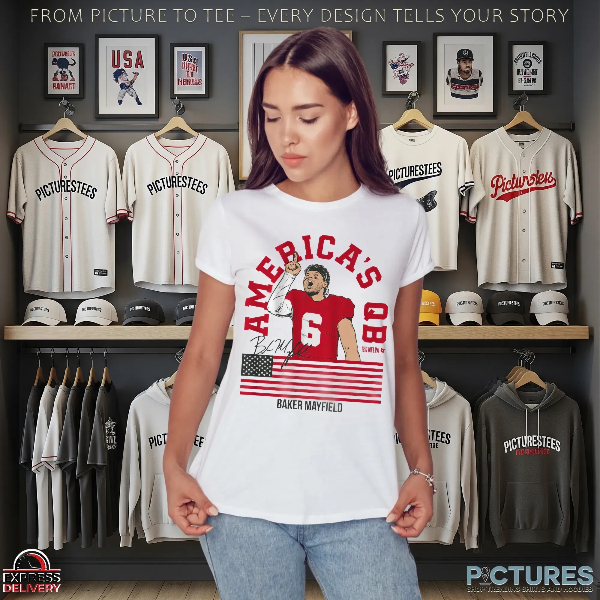 Baker Mayfield America's QB Signature T Shirt Baker Mayfield America's QB Signature T Shirt