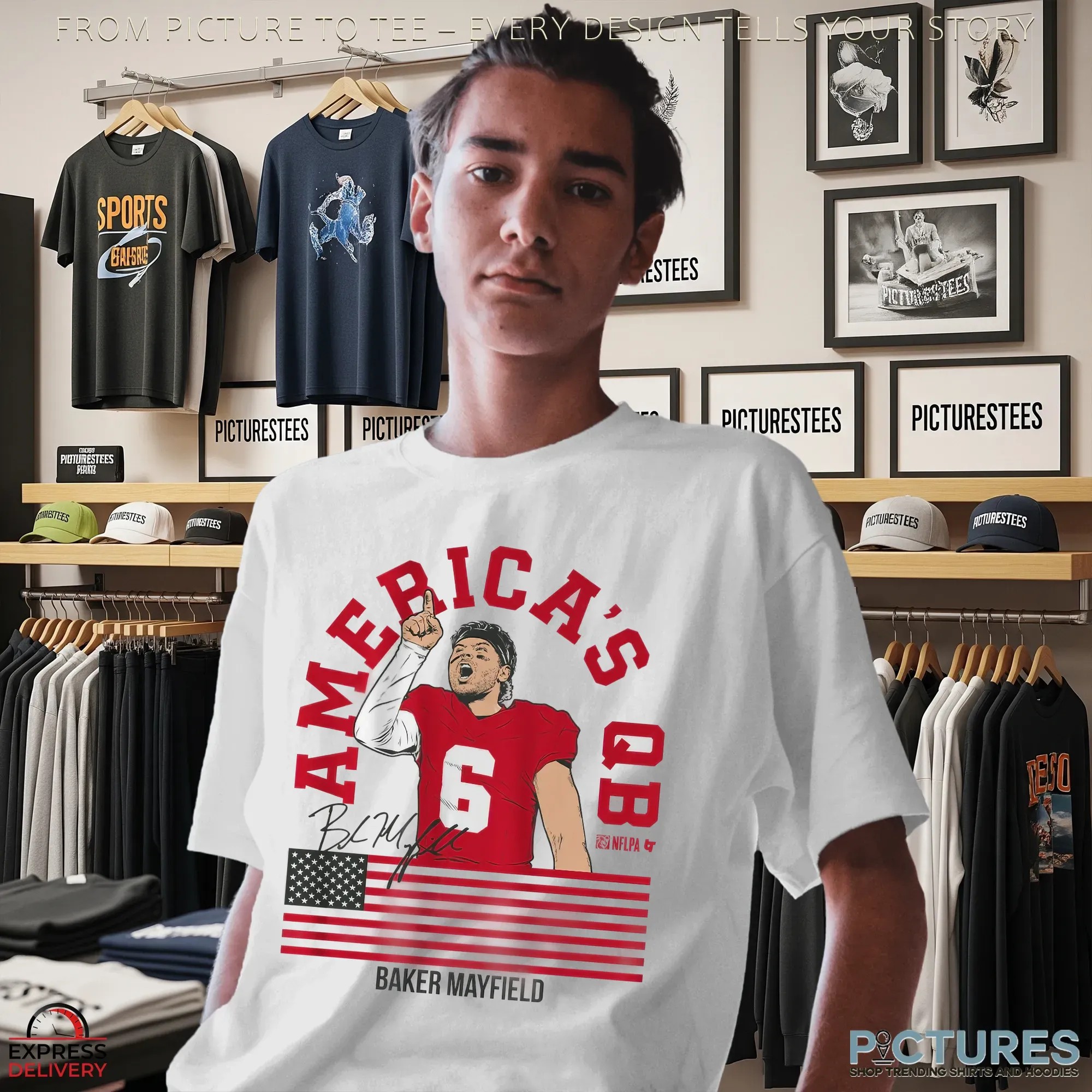 Baker Mayfield America's QB Signature T Shirt Baker Mayfield America's QB Signature T Shirt