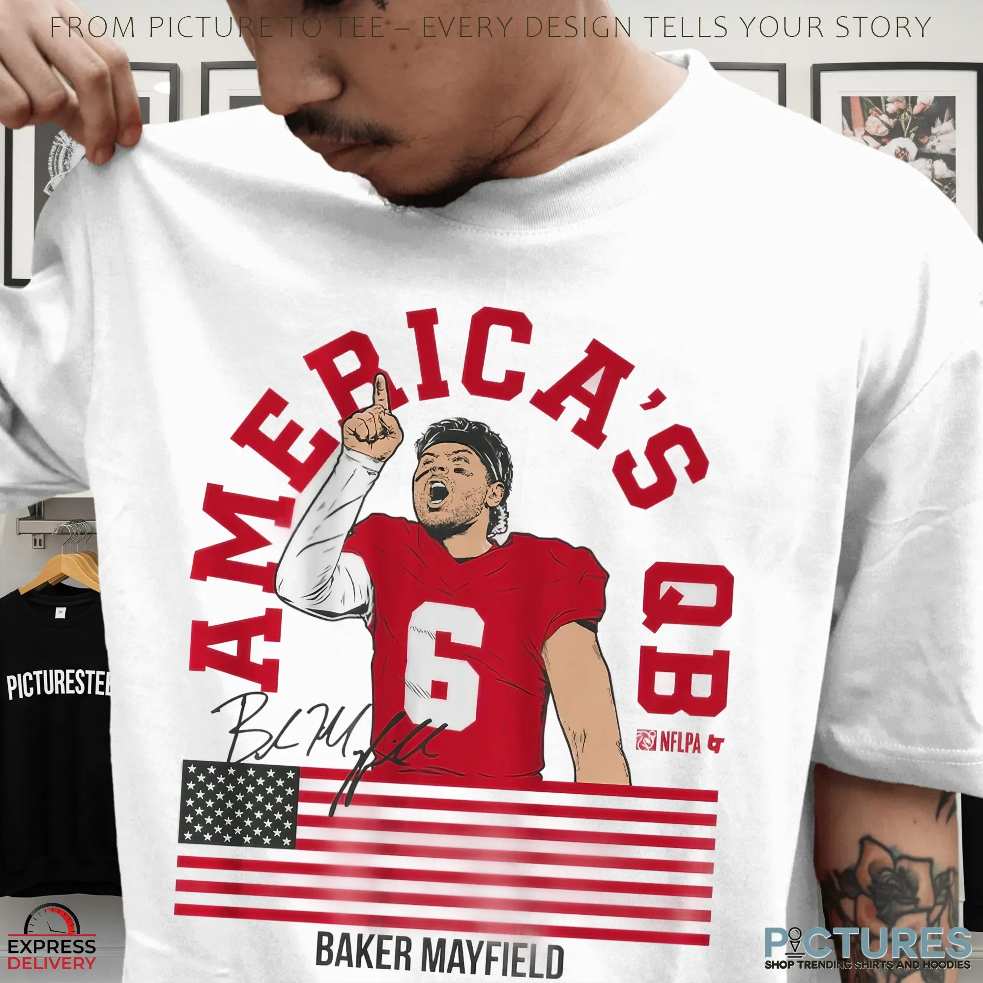 Baker Mayfield America's QB Signature T Shirt Baker Mayfield America's QB Signature T Shirt