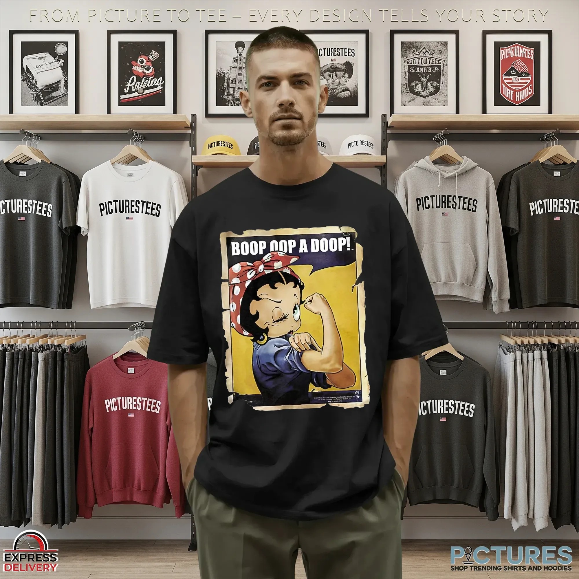 Betty Boop Rosie the Riveter Boop Oop a Doop Parody Meme T Shirt