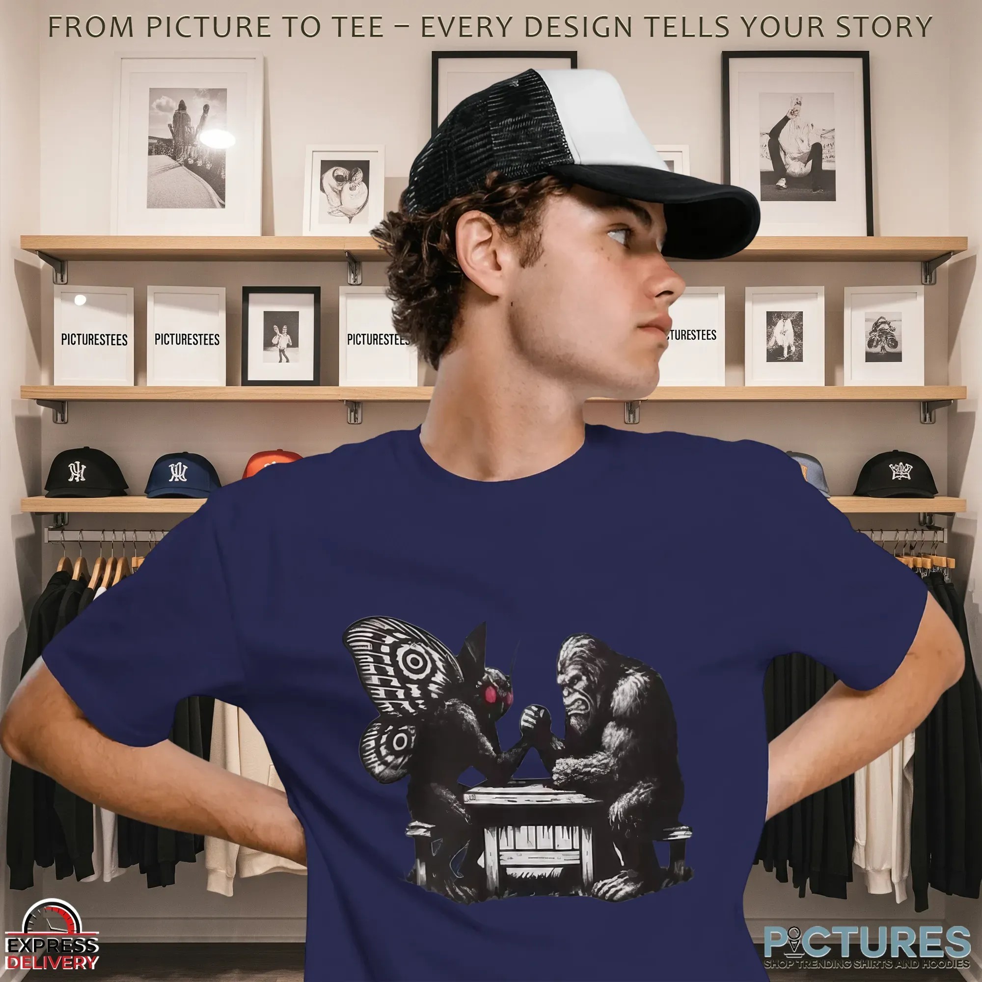 Bigfoot v Mothman Shirt Funny Cryptid Arm Wrestling Shirt