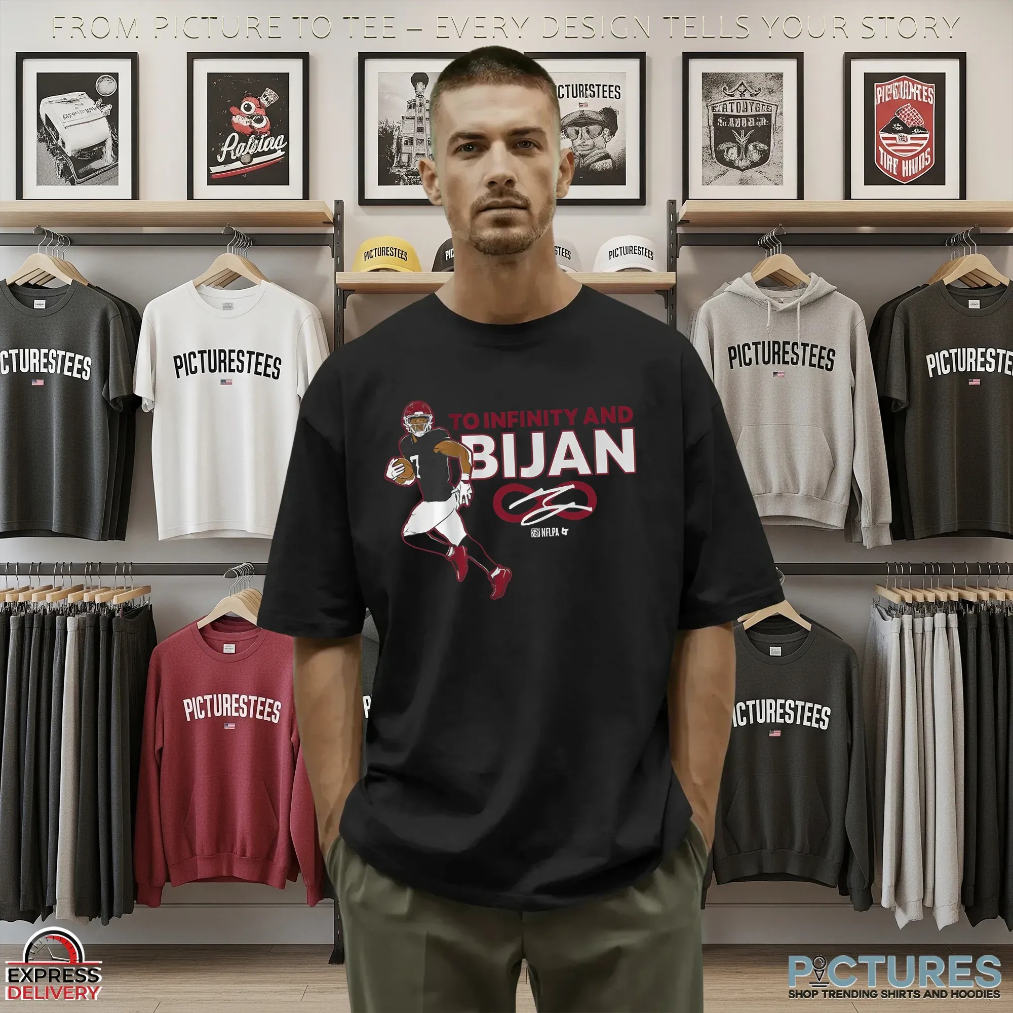 Bijan Robinson Atlanta Falcons To Infinity and Bijan Signature T Shirt