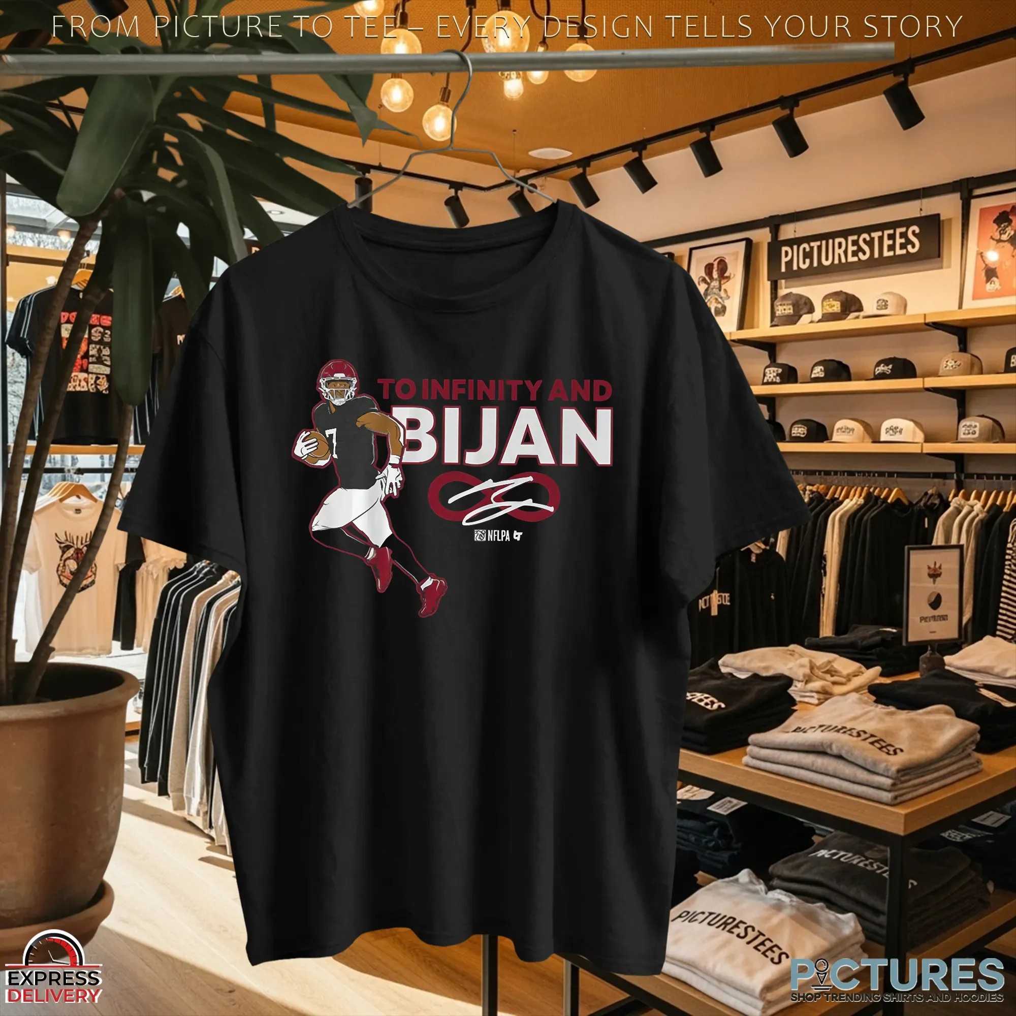 Bijan Robinson Atlanta Falcons To Infinity and Bijan Signature T Shirt
