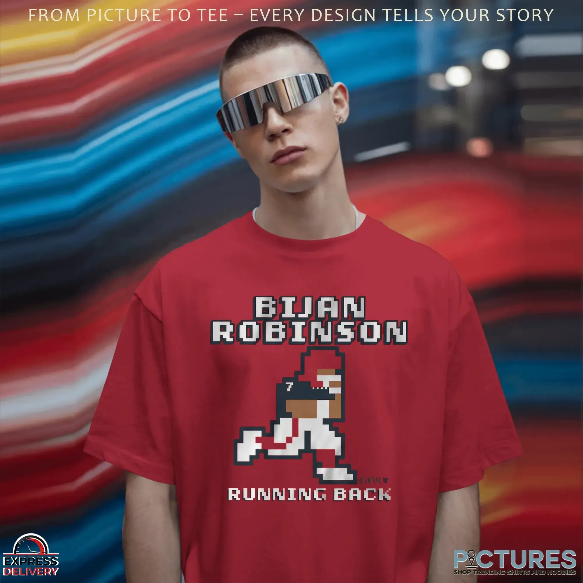 Bijan Robinson Running Back Pixel Game Retro Baller T Shirt