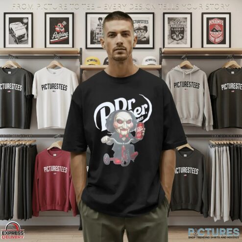 Billy The Puppet Riding Tricycle Dr Pepper X Saw Halloween T Shirt