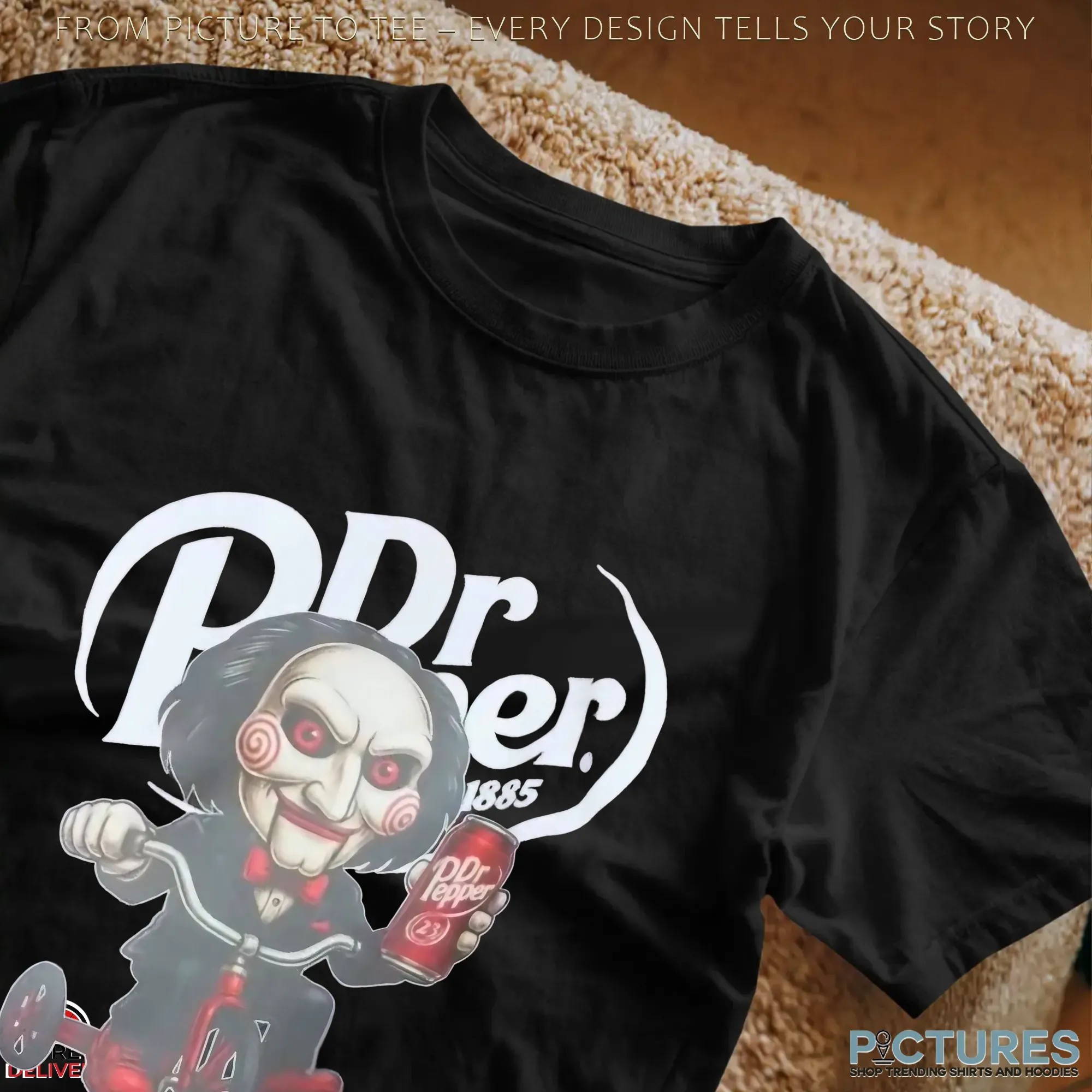 Billy The Puppet Riding Tricycle Dr Pepper X Saw Halloween T Shirt