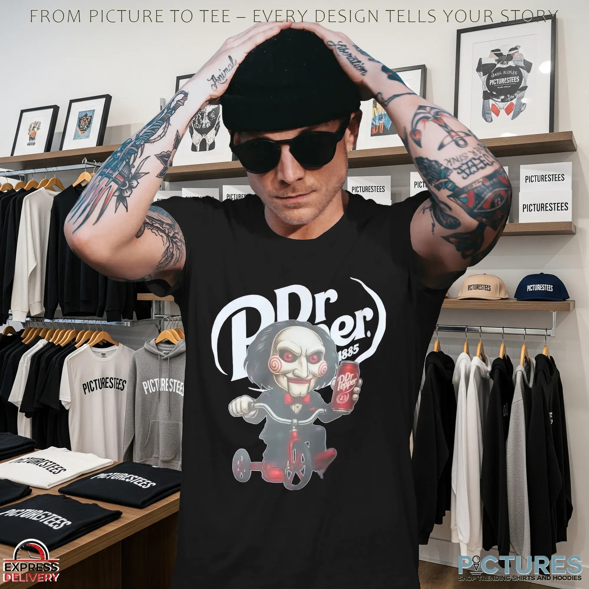 Billy The Puppet Riding Tricycle Dr Pepper X Saw Halloween T Shirt