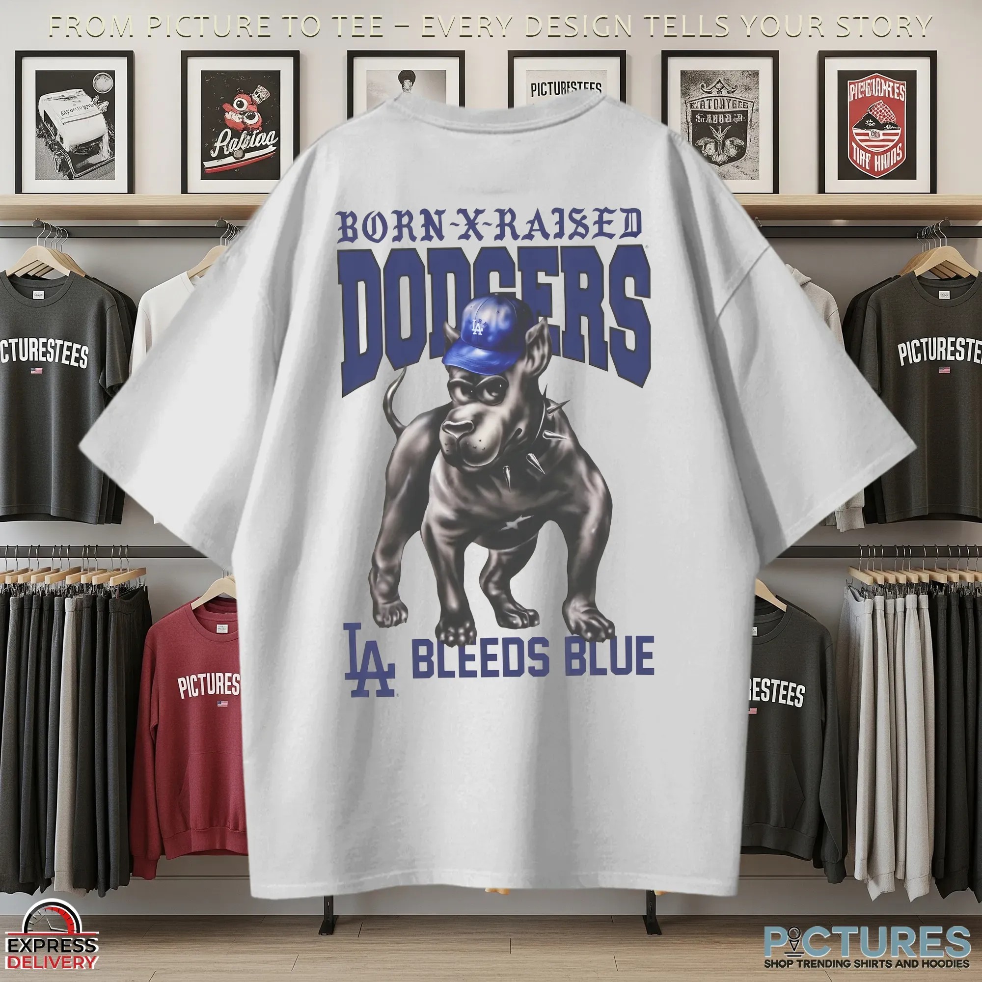 Born X Raised Los Angeles Dodgers Dog Mashup T Shirt