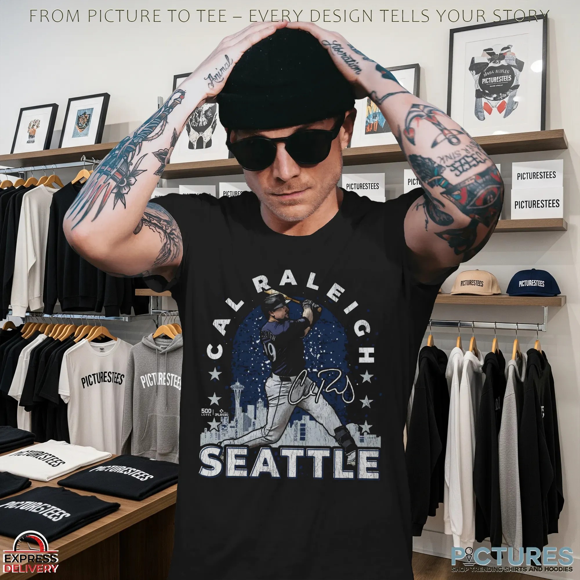 Cal Raleigh Seattle Gritty City Skyline Signature T Shirt