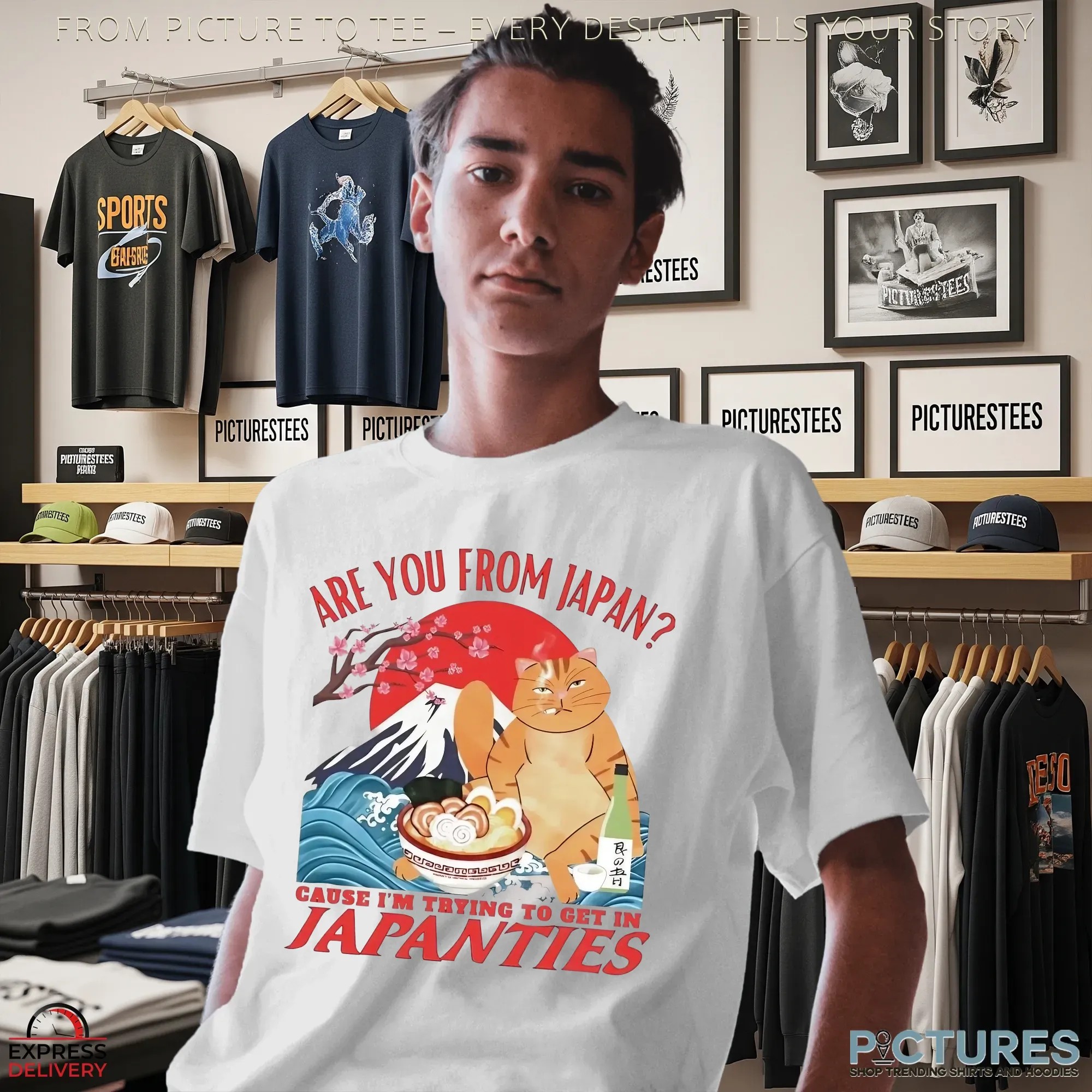 Cat Are You From Japan Cause I’m Trying To Get In Japanties Fuji Mountain T Shirt