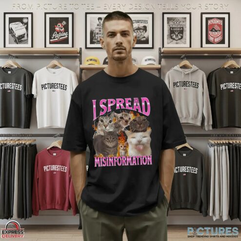 Cat I Spread Misinformation Vintage Bootleg Style T Shirt