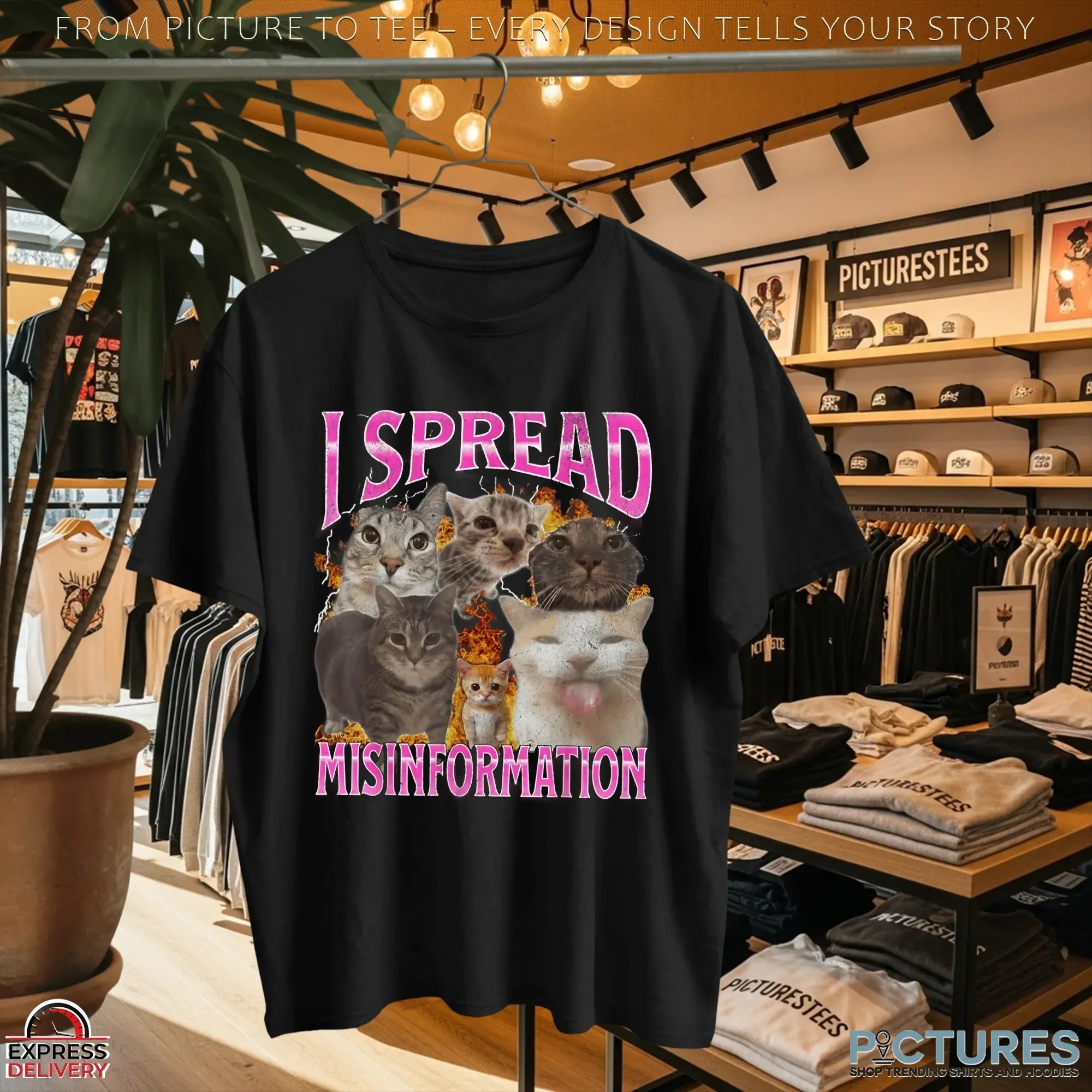 Cat I Spread Misinformation Vintage Bootleg Style T Shirt