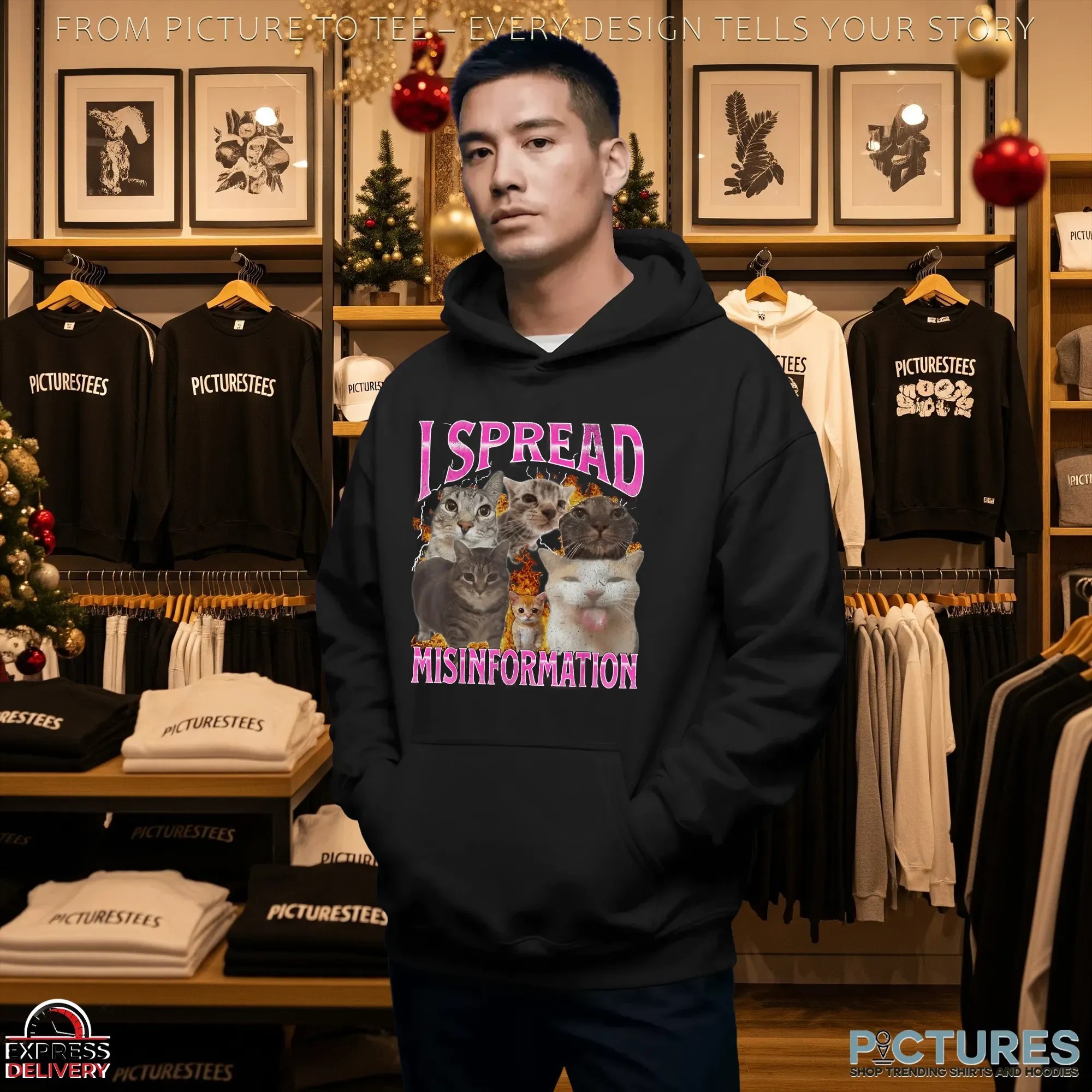 Cat I Spread Misinformation Vintage Bootleg Style T Shirt