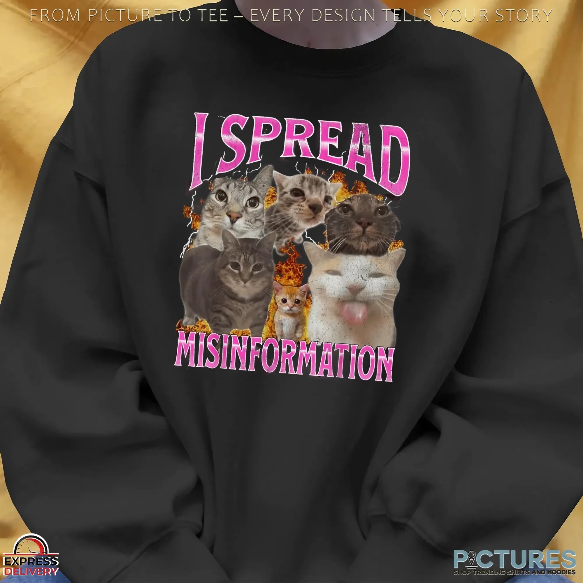 Cat I Spread Misinformation Vintage Bootleg Style T Shirt