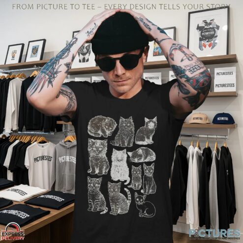 Cats 90s Vintage Tattoo Style T Shirt