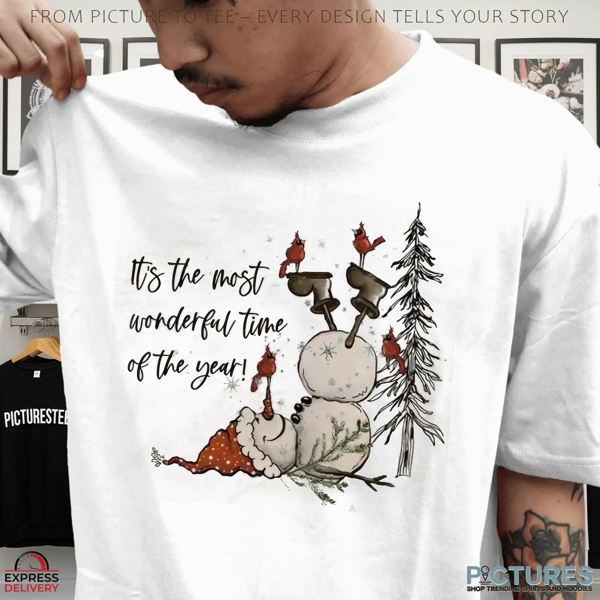 Chilling Snowman It's The Most Wonderful Time Of The Year Christmas T Shirt