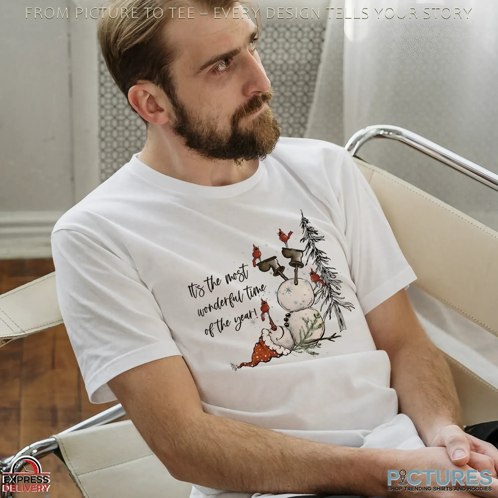 Chilling Snowman It's The Most Wonderful Time Of The Year Christmas T Shirt