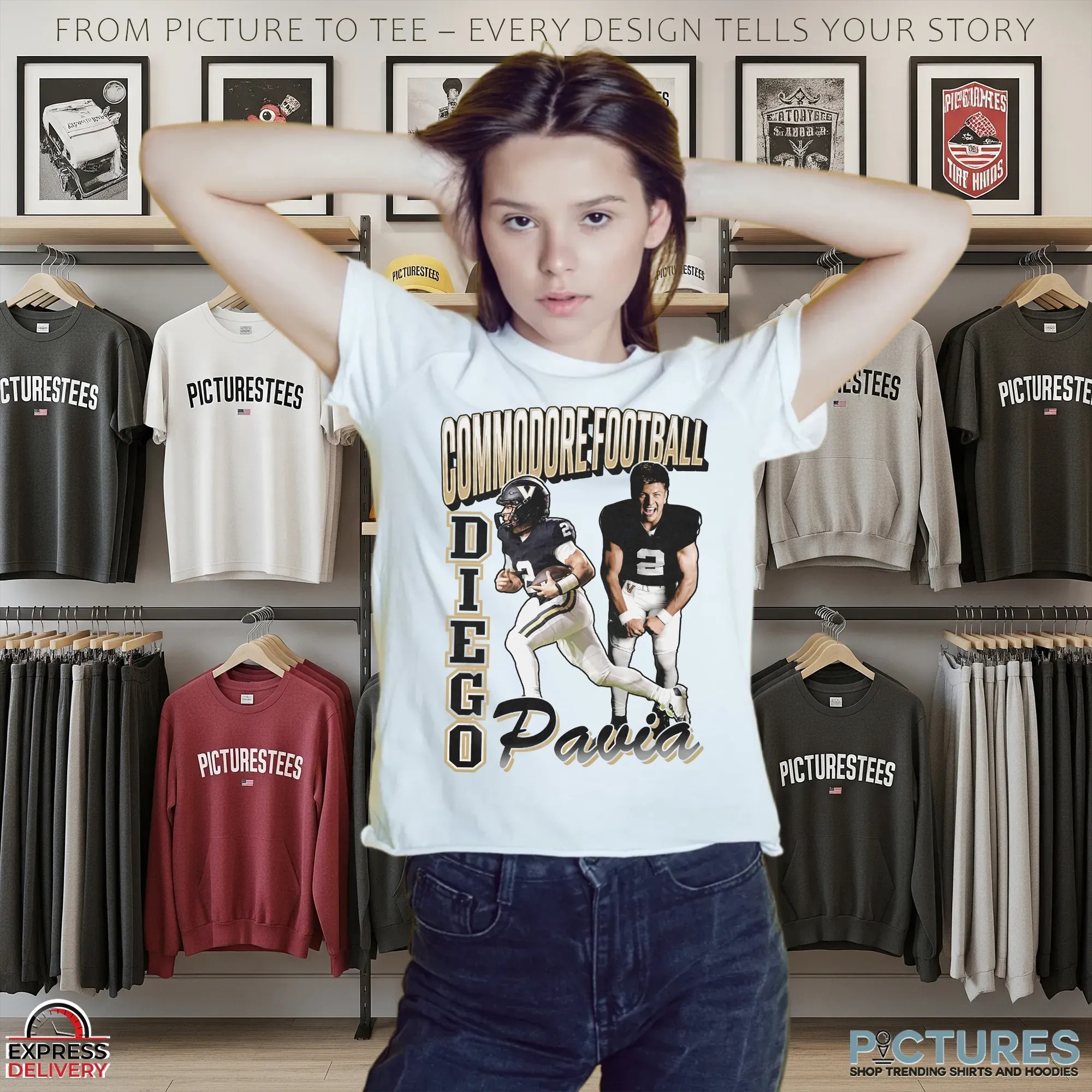 Commodore Football Diego Pavia Graphic Bootleg T Shirt