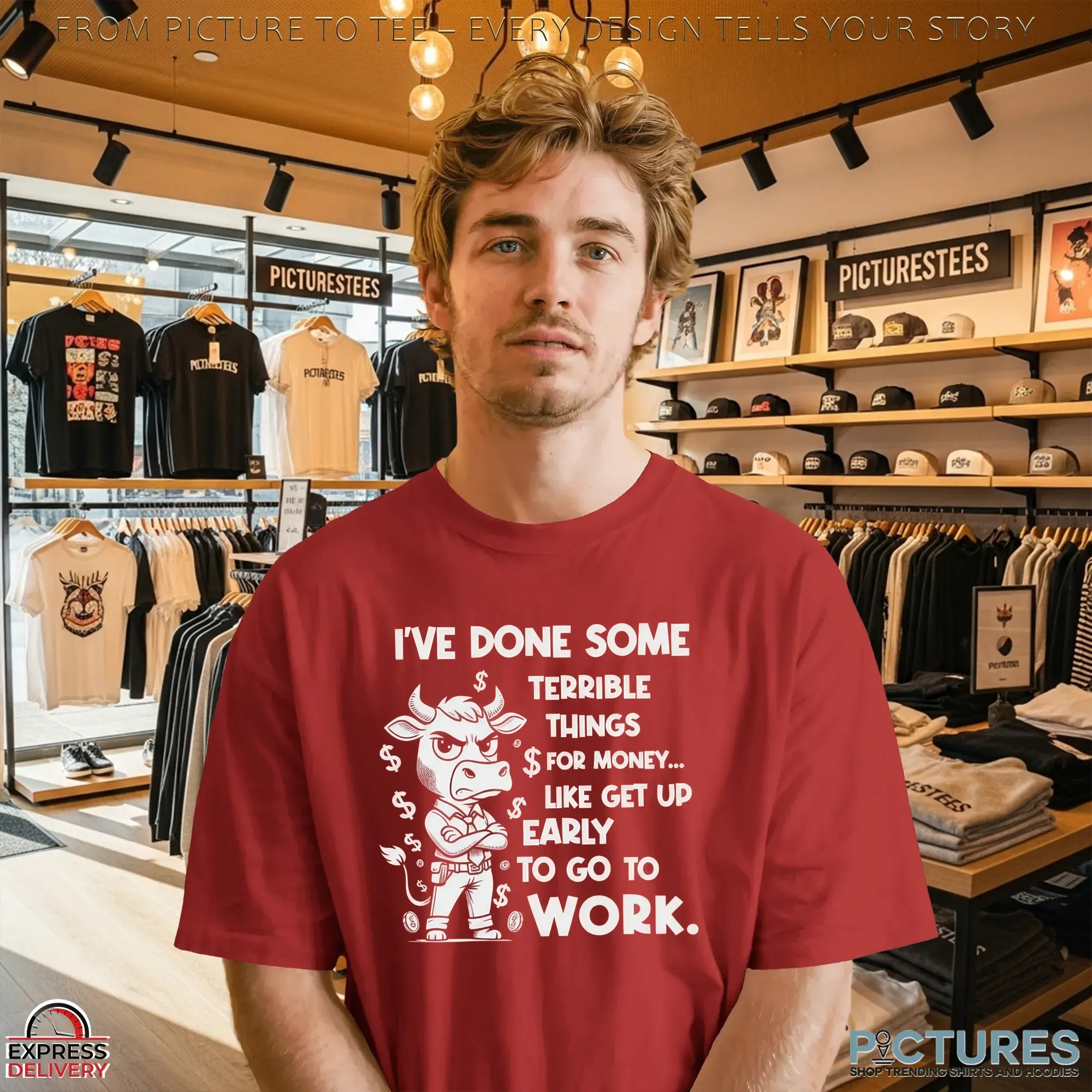 Cow I've Done Some For Money Like Get Up Early To Go To Terrible Things Work T Shirt Cow I've Done Some For Money Like Get Up Early To Go To Terrible Things Work T Shirt