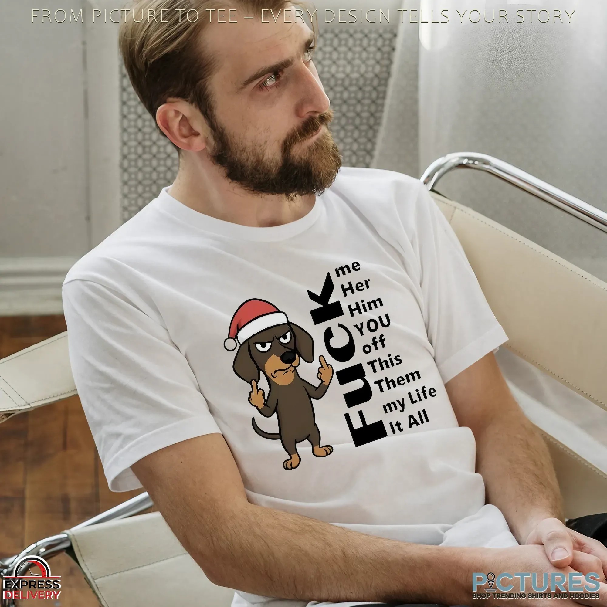 Dachshund Fuck Me Her Him You Off This Them My Life It All Christmas T Shirt