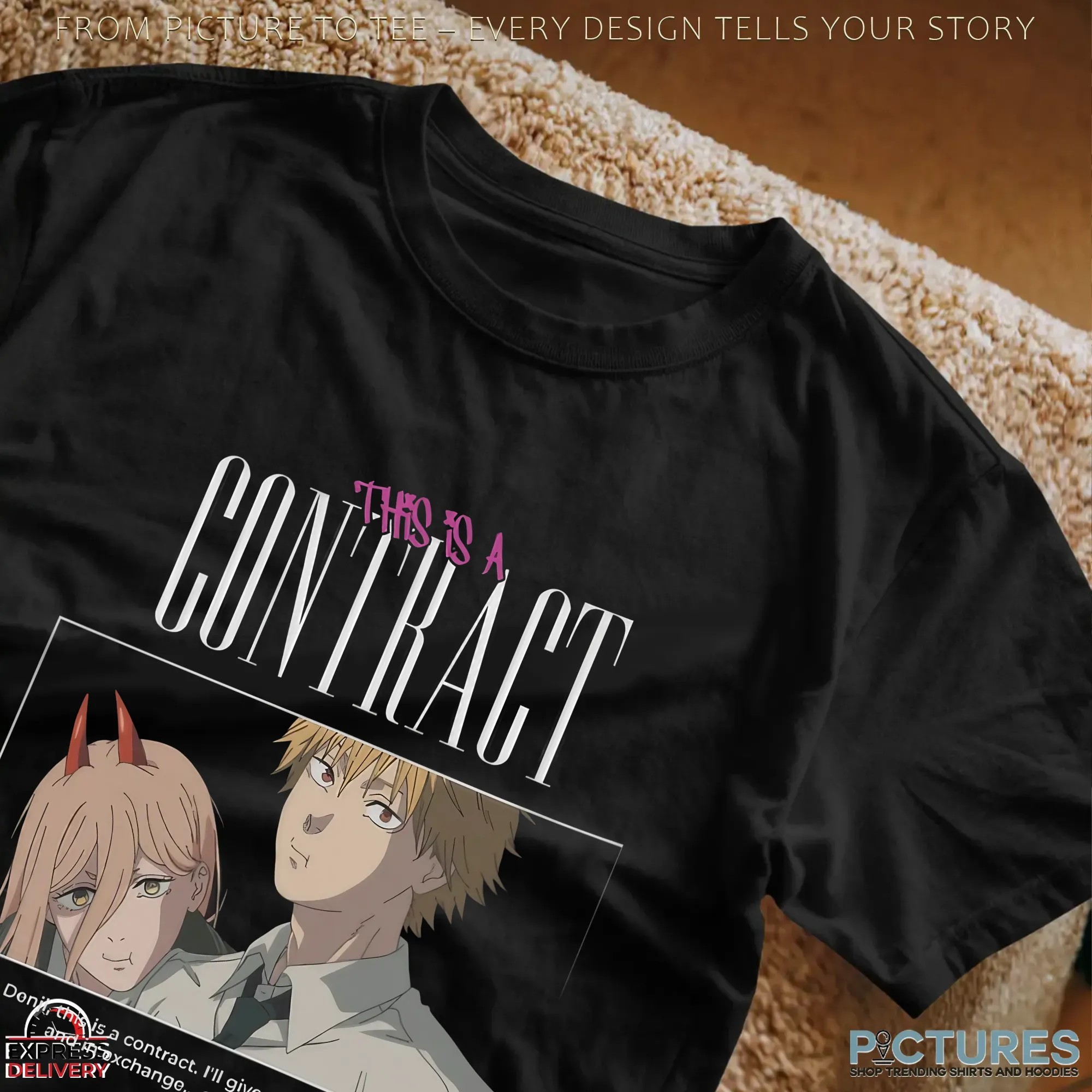 Denji And Power This Is A Contract I'll Give You My Blood Chainsaw Man Manga Quote T Shirt Denji And Power This Is A Contract I'll Give You My Blood Chainsaw Man Manga Quote T Shirt