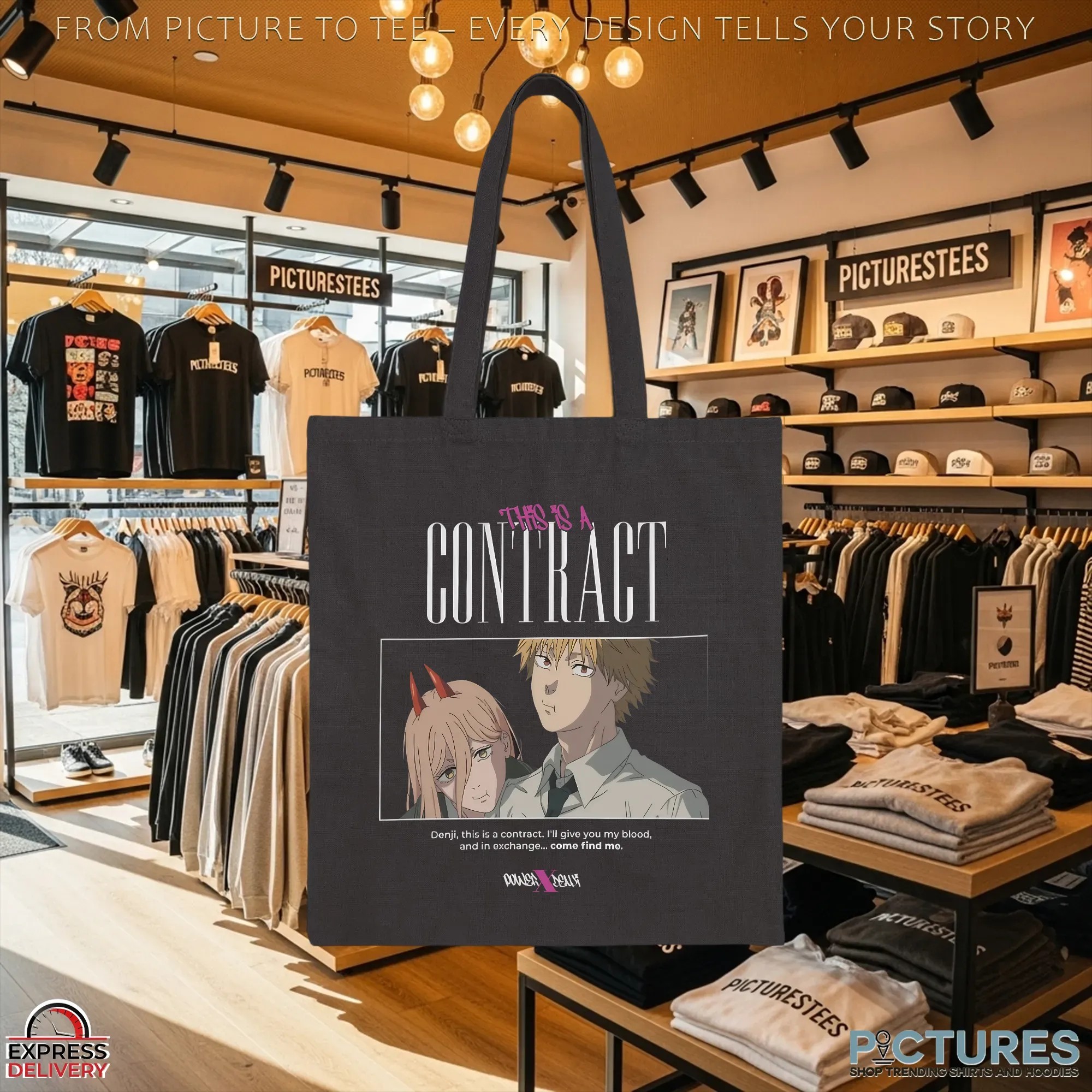 Denji And Power This Is A Contract I'll Give You My Blood Chainsaw Man Manga Quote T Shirt Denji And Power This Is A Contract I'll Give You My Blood Chainsaw Man Manga Quote T Shirt