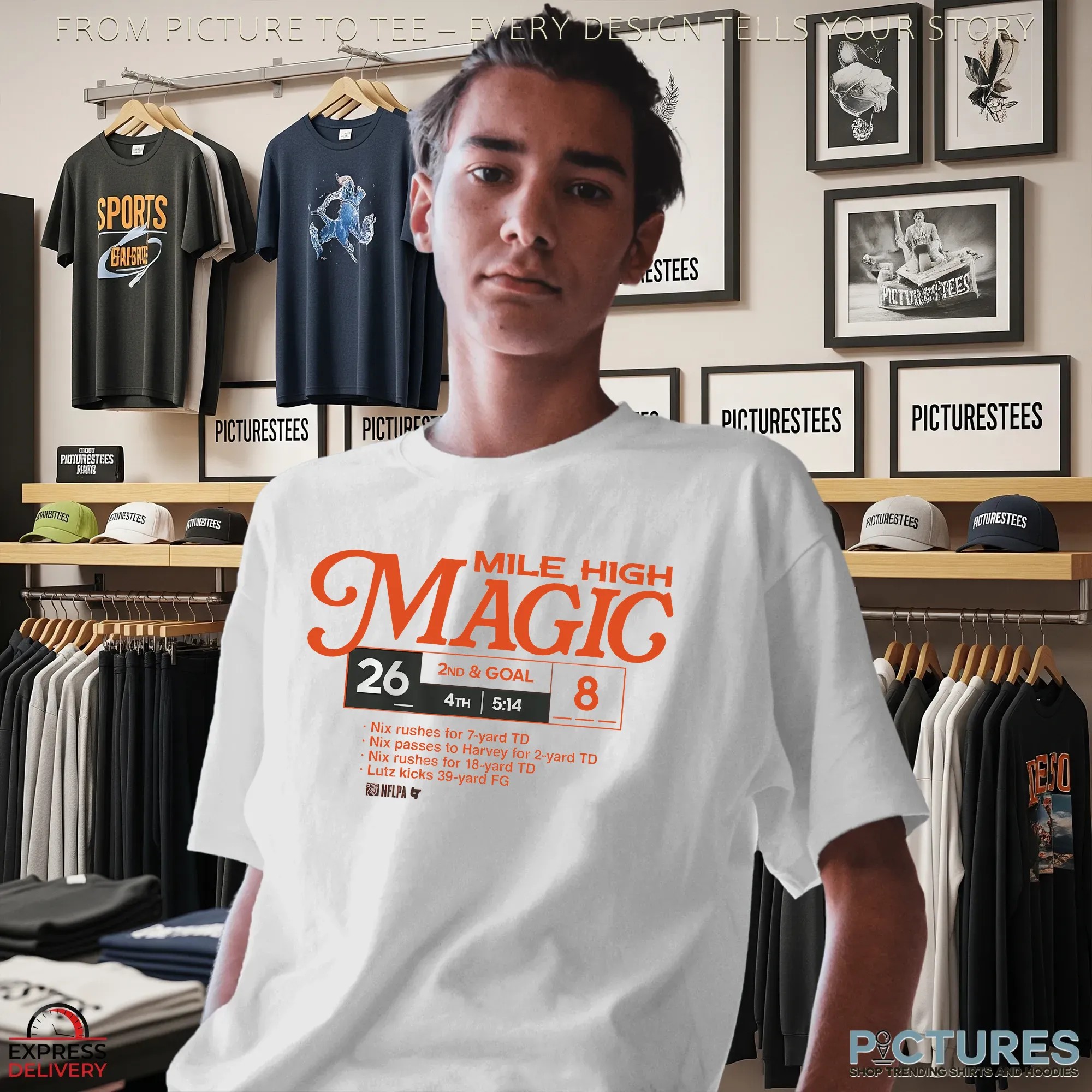 Denver Broncos Football Mile High Magic 26 8 2nd And Goal T Shirt