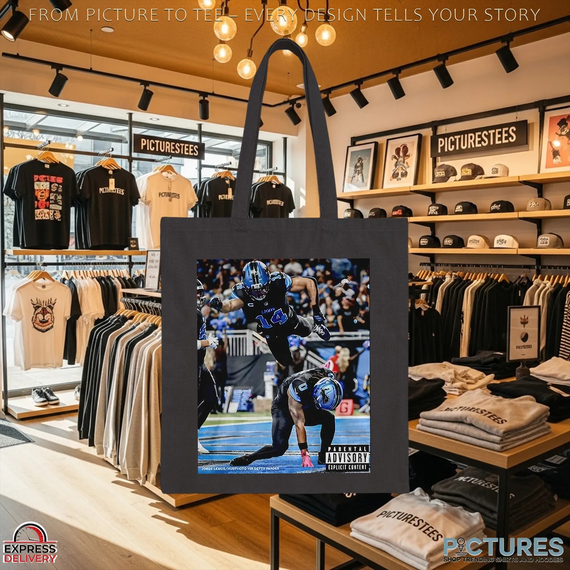 Detroit Lions Jahmyr Gibbs And Amon Ra St Brown Superman Iconic Moment Parental Advisory Photo T Shirt