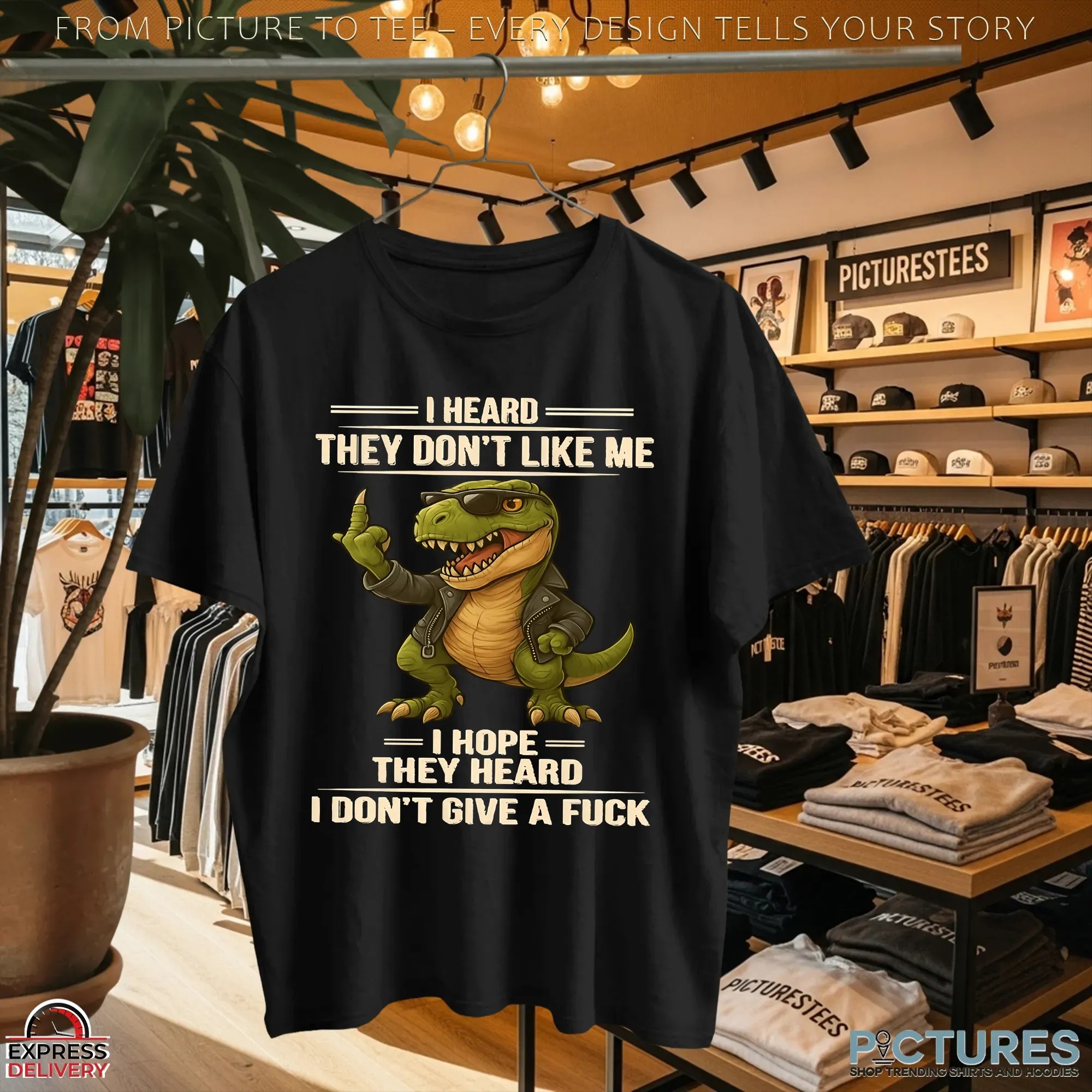 Dinosaur T-rex I Heard They Don't Like Me I Hope They Heard I Don't Give A Fuck T Shirt