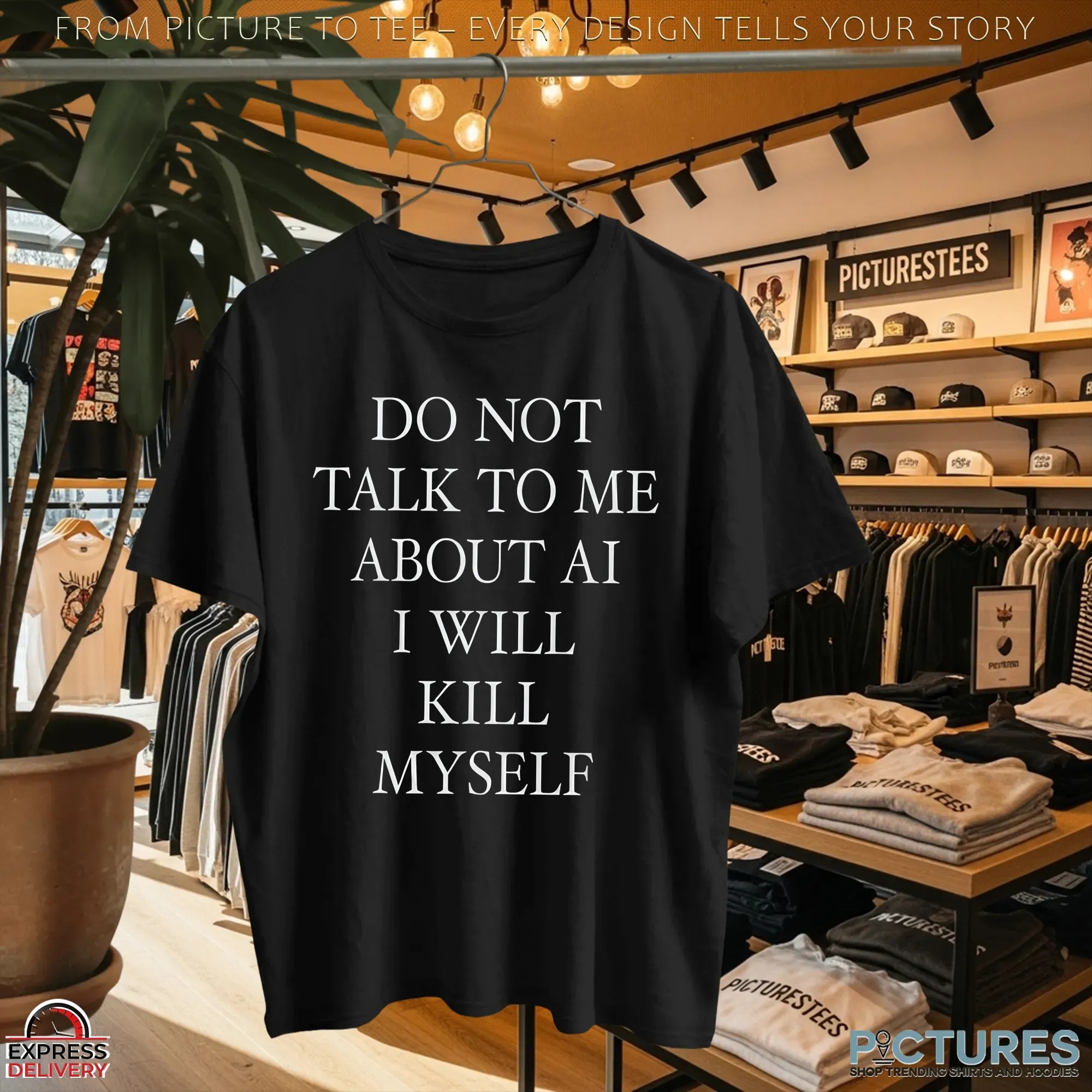 Do Not Talk To Μe About AI I Will Kill Myself Anti AI T Shirt