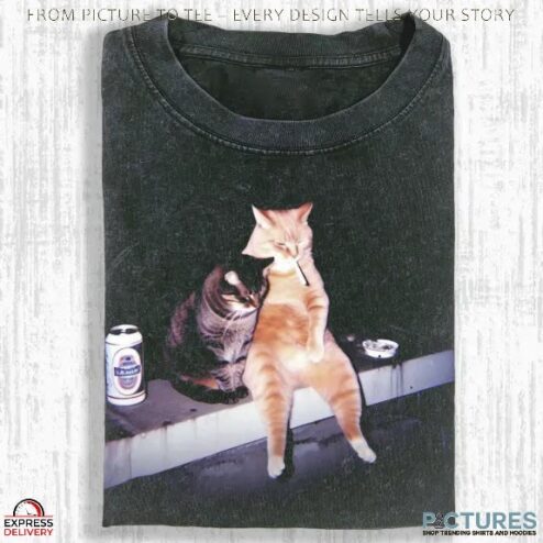 Drunk and Smoking Cats Funny T Shirt