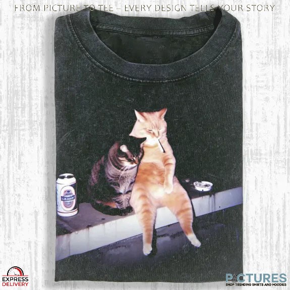 Drunk and Smoking Cats Funny T Shirt