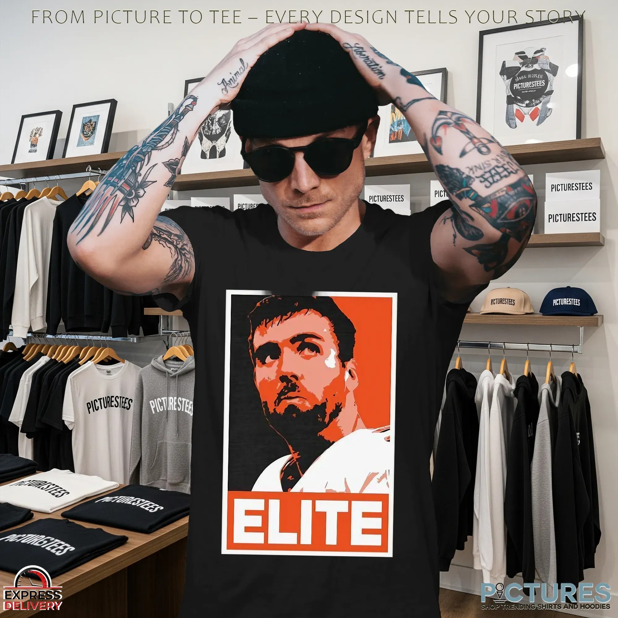 Elite Cin Joe Flacco Cincinnati Bengals NFL Graphic Portrait T Shirt Elite Cin Joe Flacco Cincinnati Bengals NFL Graphic Portrait T Shirt