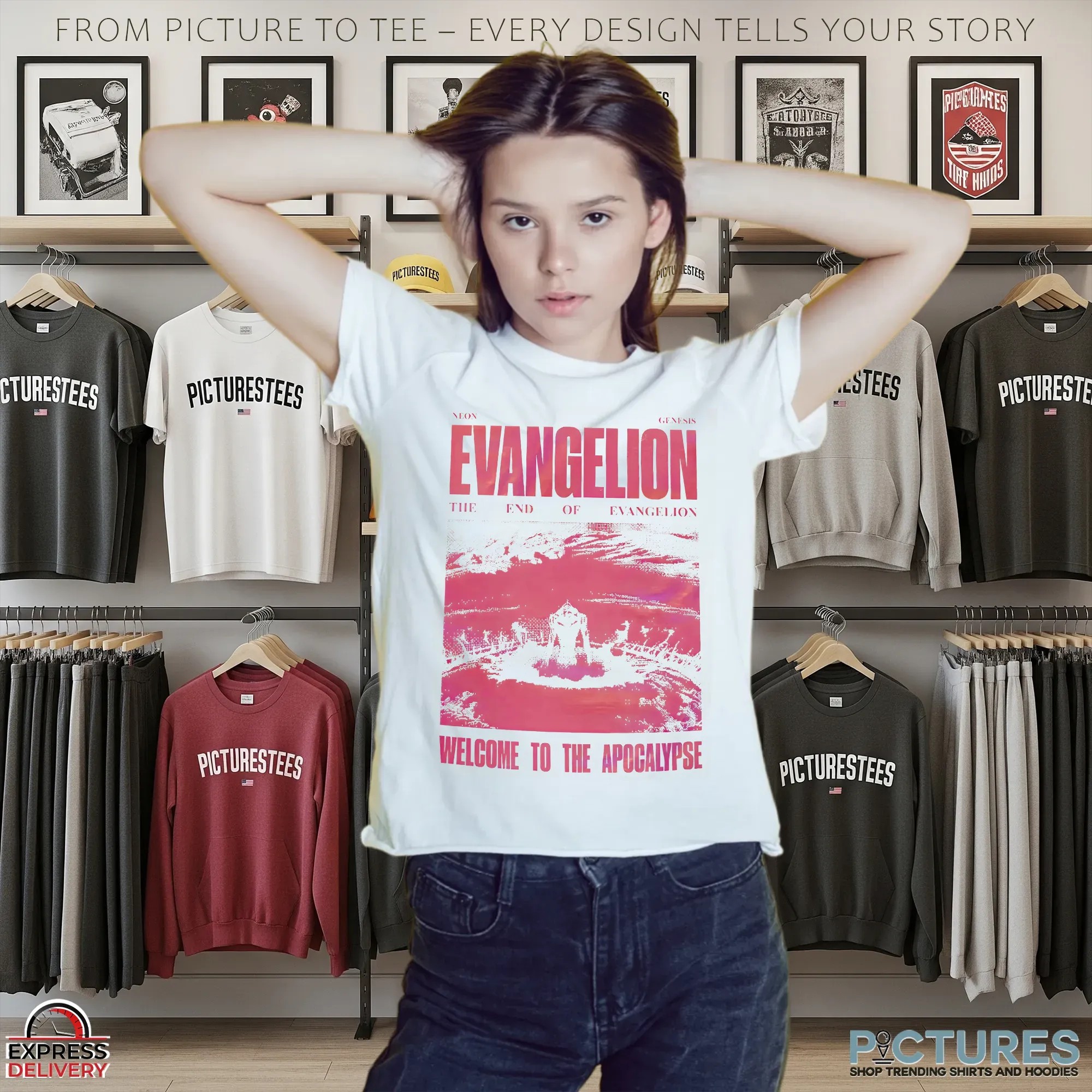 Evangelion The End Of Evangelion Welcome To The Apocalypse Pink Art T Shirt