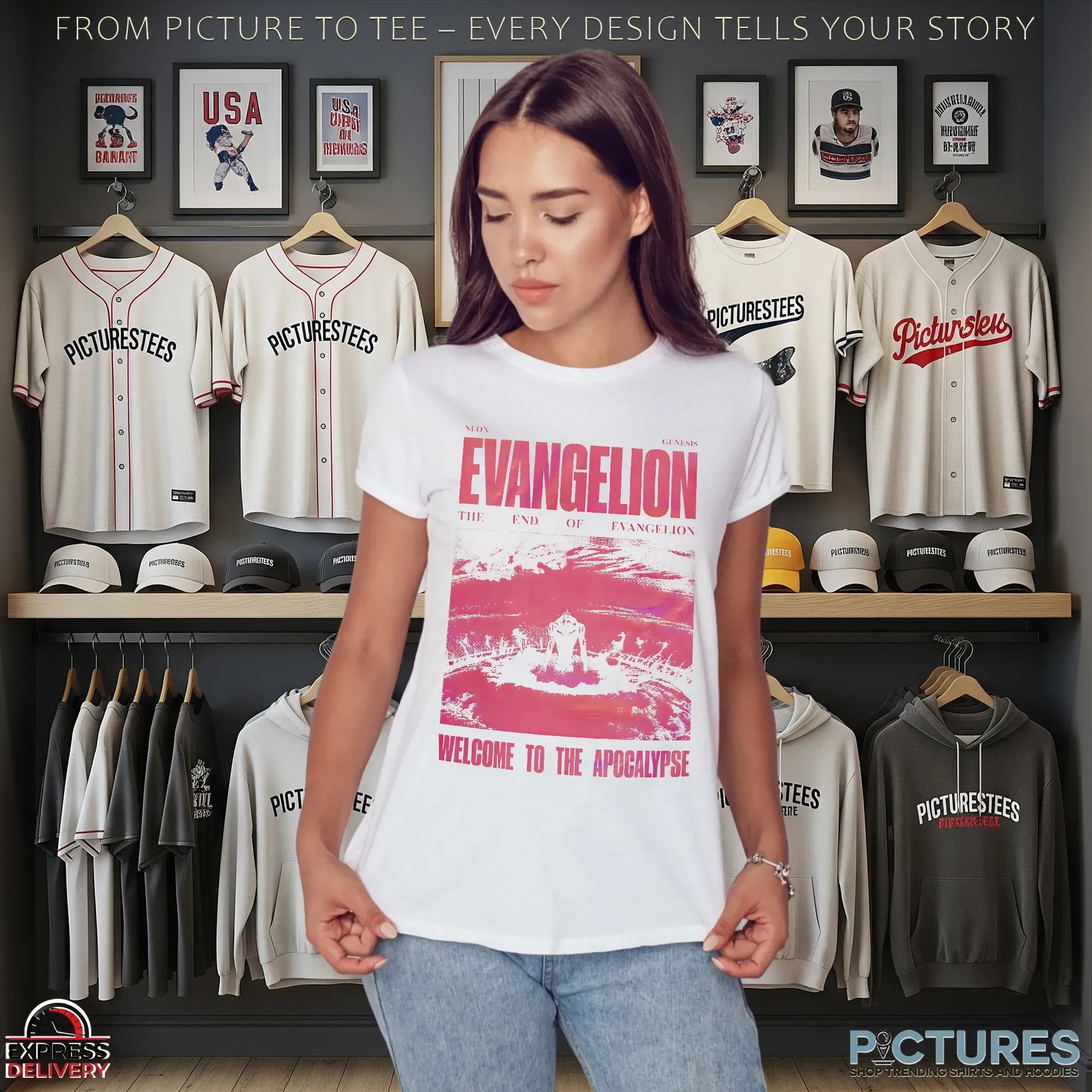 Evangelion The End Of Evangelion Welcome To The Apocalypse Pink Art T Shirt