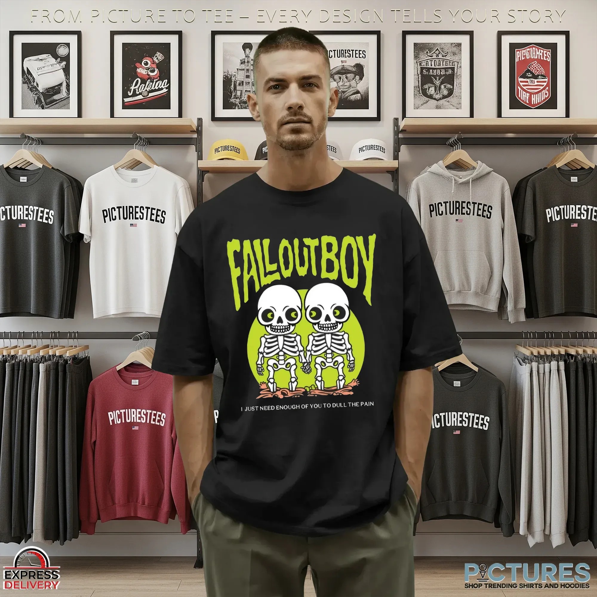 FAB I Just Need Enough Of You To Dull The Pain Halloween 2025 Drop Twin Skeleton T Shirt