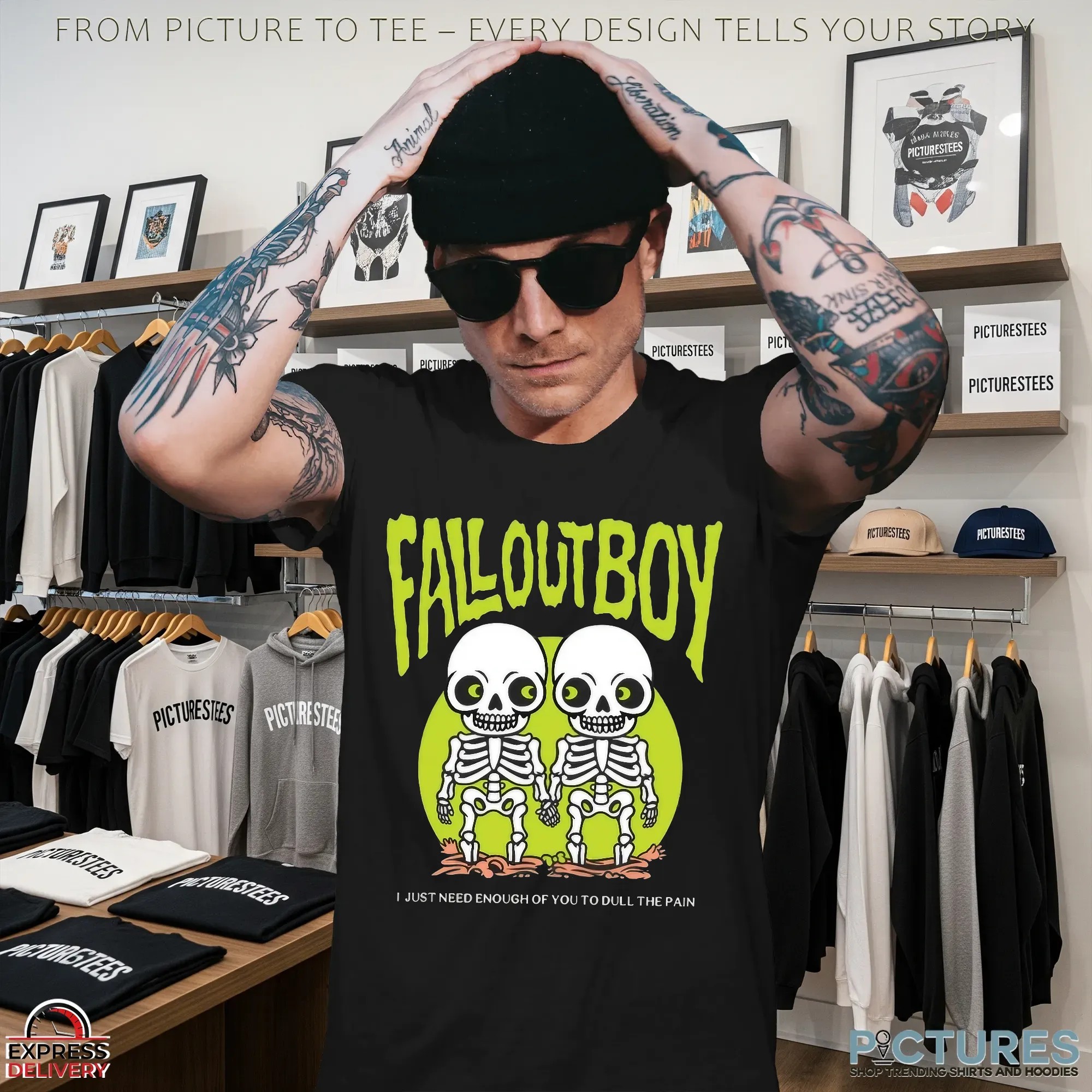 FAB I Just Need Enough Of You To Dull The Pain Halloween 2025 Drop Twin Skeleton T Shirt FAB I Just Need Enough Of You To Dull The Pain Halloween 2025 Drop Twin Skeleton T Shirt