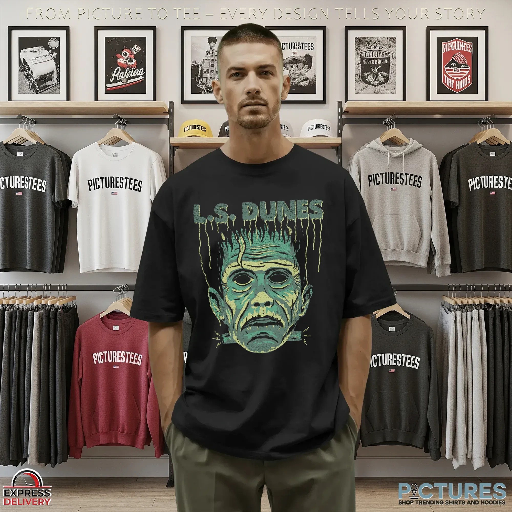 Frankenstein Live L S Dunes Halloween T Shirt