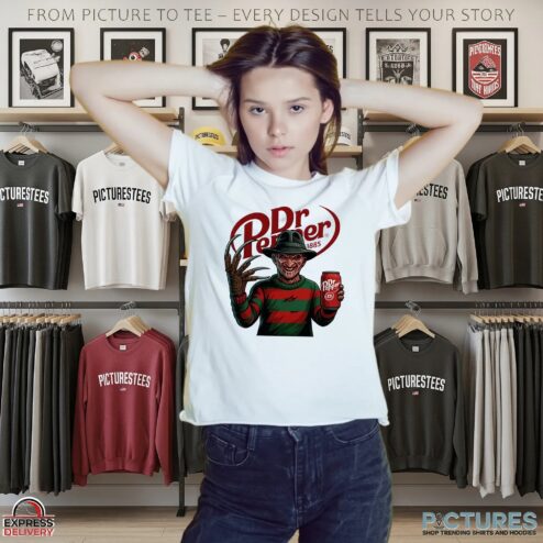 Freddy Krueger x Dr Pepper Parody Horror Movie Soda Mashup Halloween T Shirt