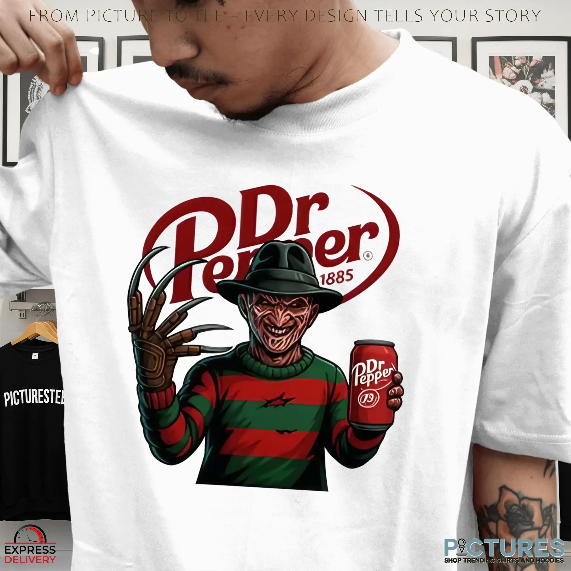 Freddy Krueger x Dr Pepper Parody Horror Movie Soda Mashup Halloween T Shirt