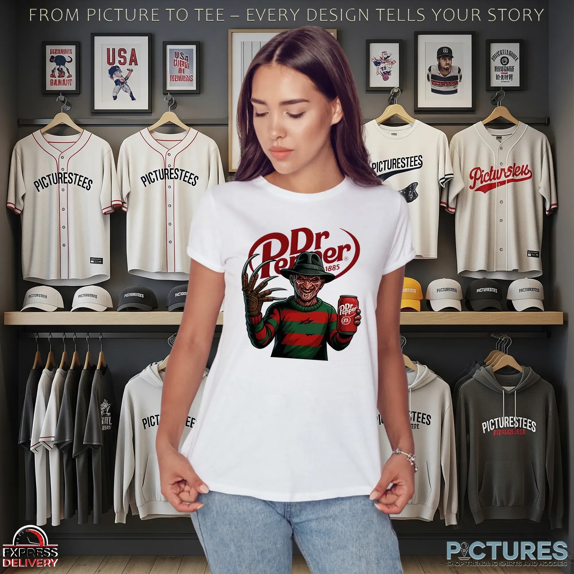 Freddy Krueger x Dr Pepper Parody Horror Movie Soda Mashup Halloween T Shirt