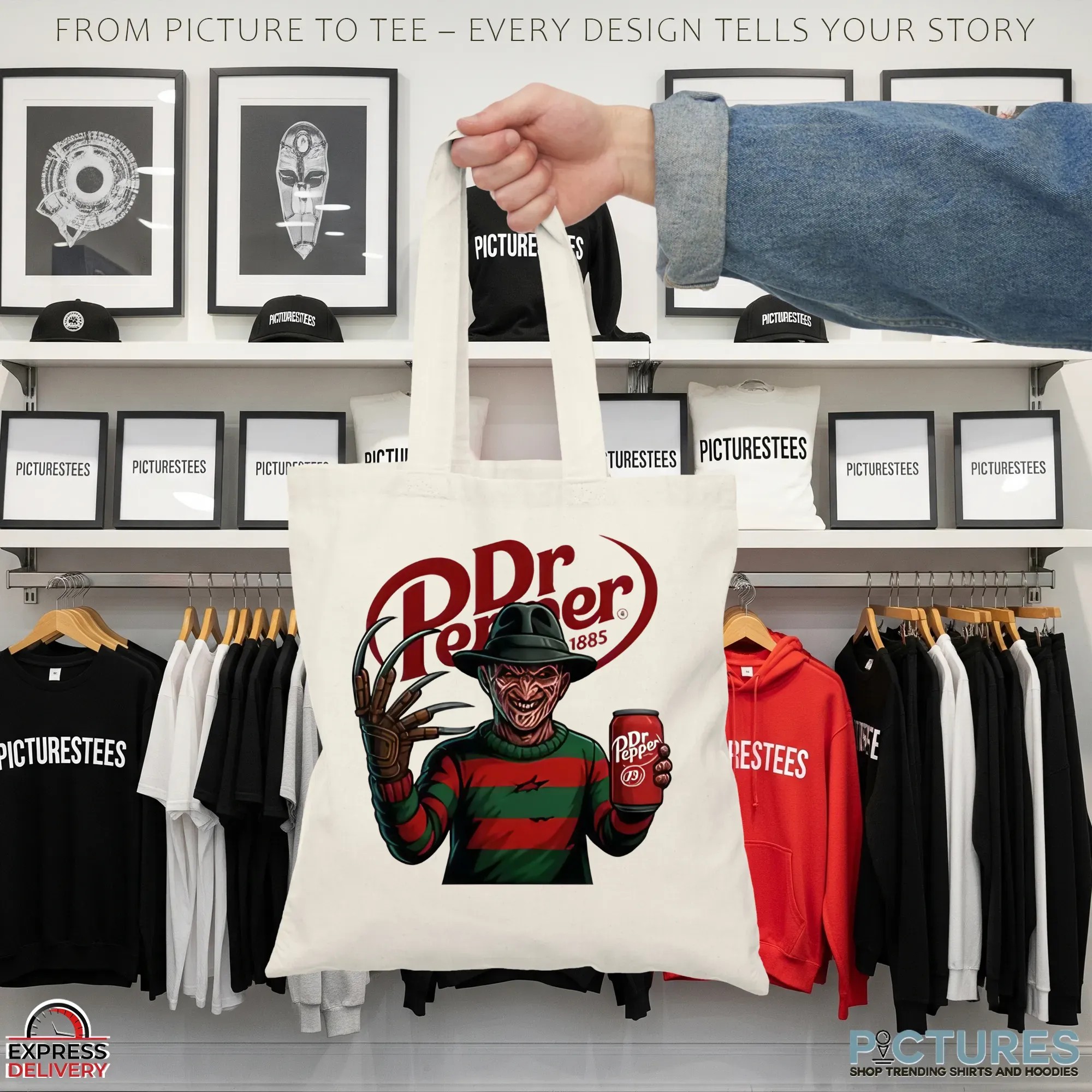 Freddy Krueger x Dr Pepper Parody Horror Movie Soda Mashup Halloween T Shirt